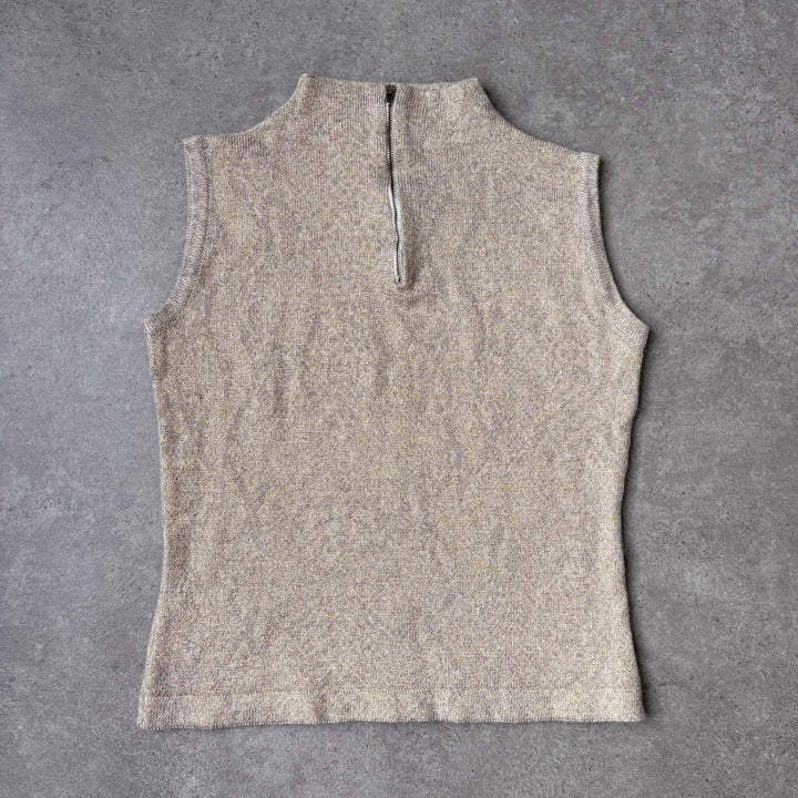 Harrods Sleeveless Mock Neck Top Gold Women's UK 8