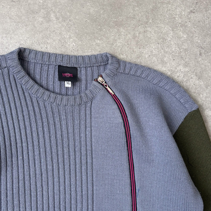 Versace Cable Knit Jumper Teal & Green Men's L