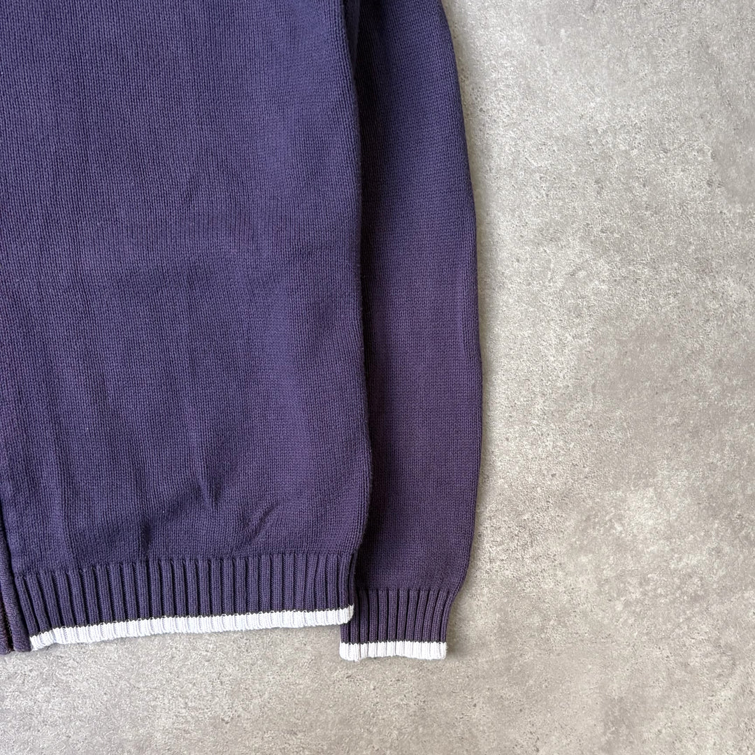 Yves Saint Laurent Full Zip Jumper Navy Blue & White Men's M
