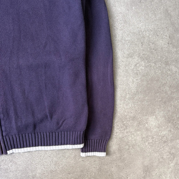 Yves Saint Laurent Full Zip Jumper Navy Blue & White Men's M