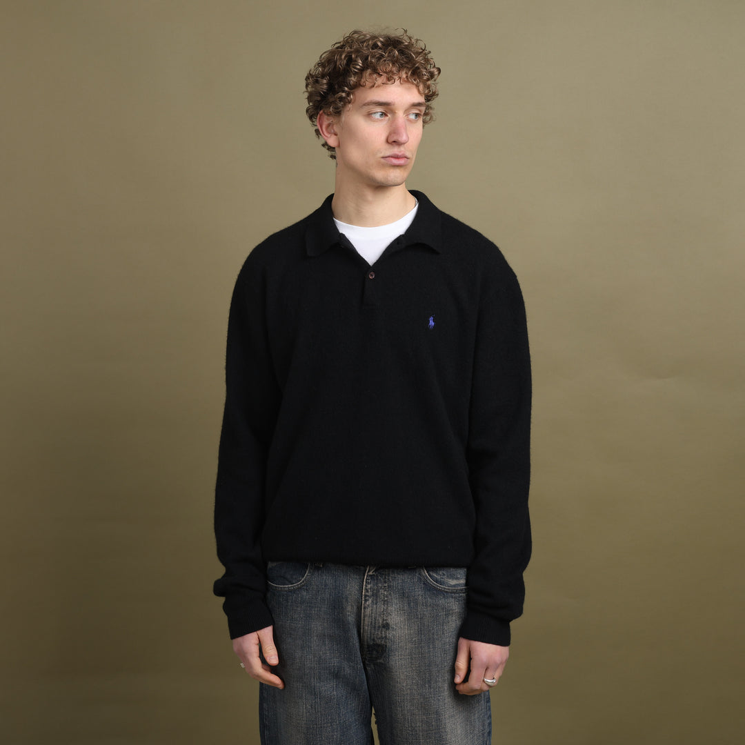 Ralph Lauren Rugby Jumper Black & Purple Men's XL