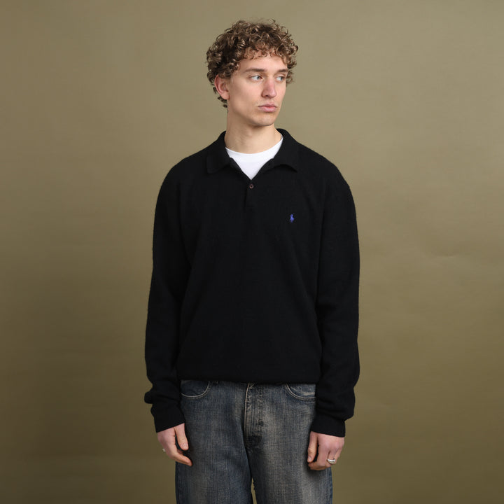 Ralph Lauren Rugby Jumper Black & Purple Men's XL