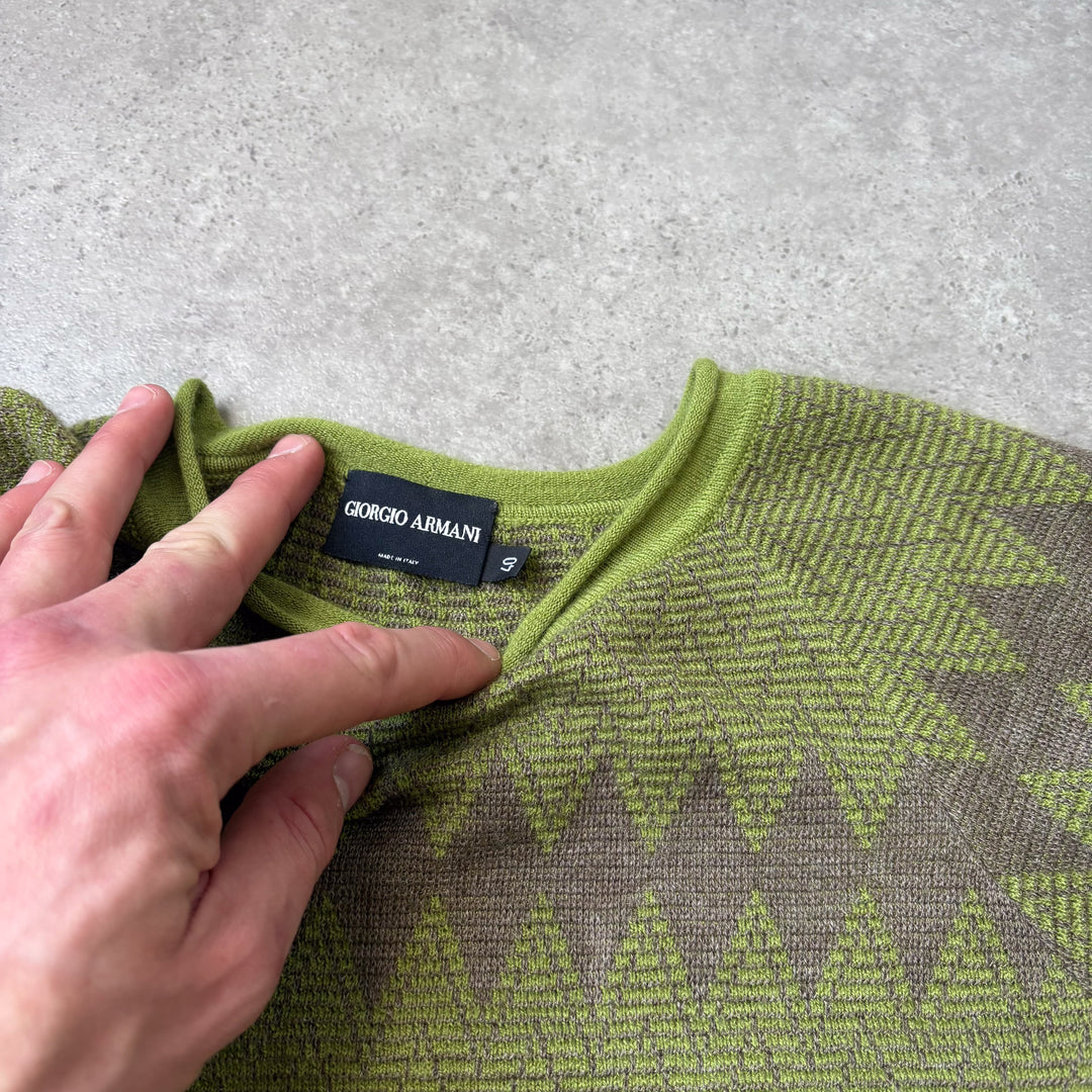 Giorgio Armani Knit Jumper Green & Purple Women's UK 8