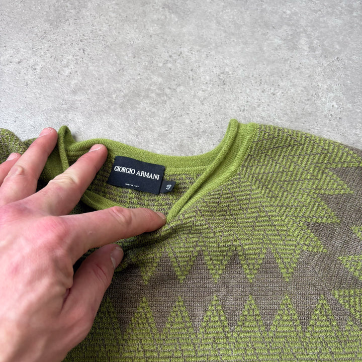 Giorgio Armani Knit Jumper Green & Purple Women's UK 8