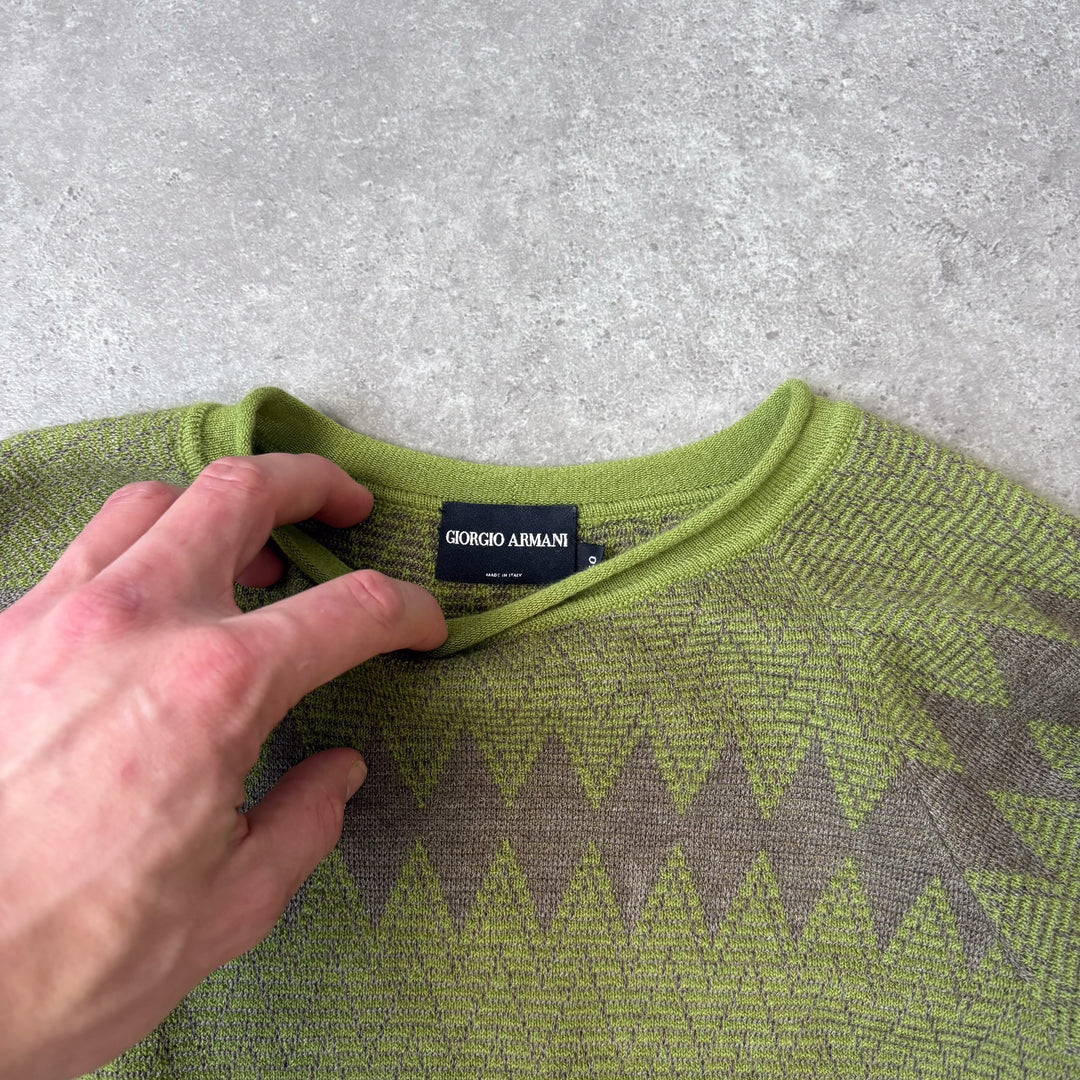 Giorgio Armani Knit Jumper Green & Purple Women's UK 8