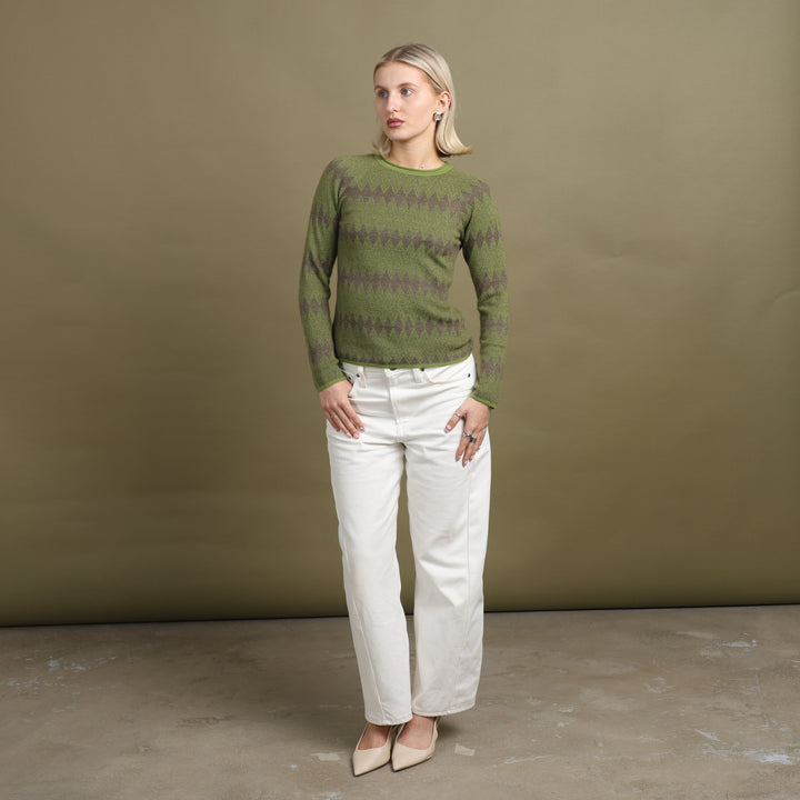 Giorgio Armani Knit Jumper Green & Purple Women's UK 8