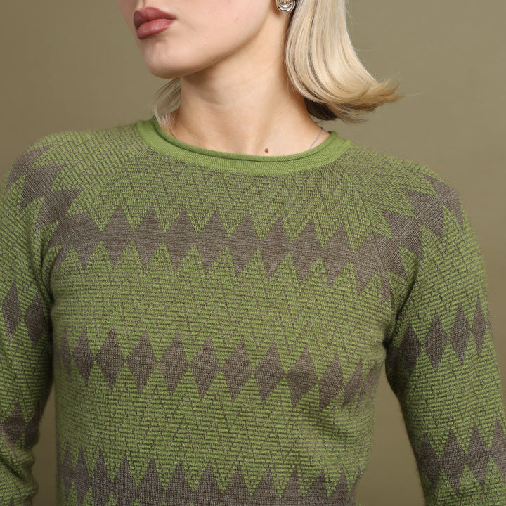 Giorgio Armani Knit Jumper Green & Purple Women's UK 8