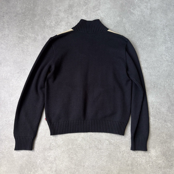Dolce & Gabbana V-Neck Jumper Black & Beige Women's UK 12