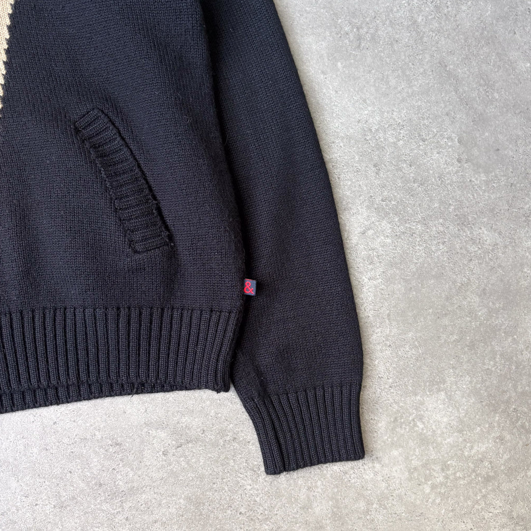 Dolce & Gabbana V-Neck Jumper Black & Beige Women's UK 12