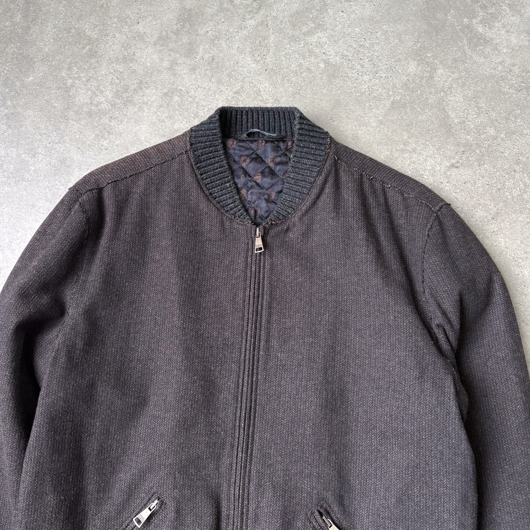Dolce & Gabbana Collarless Bomber Jacket Brown Men's M