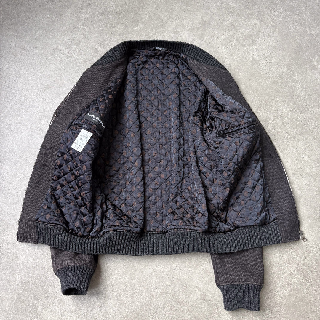 Dolce & Gabbana Collarless Bomber Jacket Brown Men's M