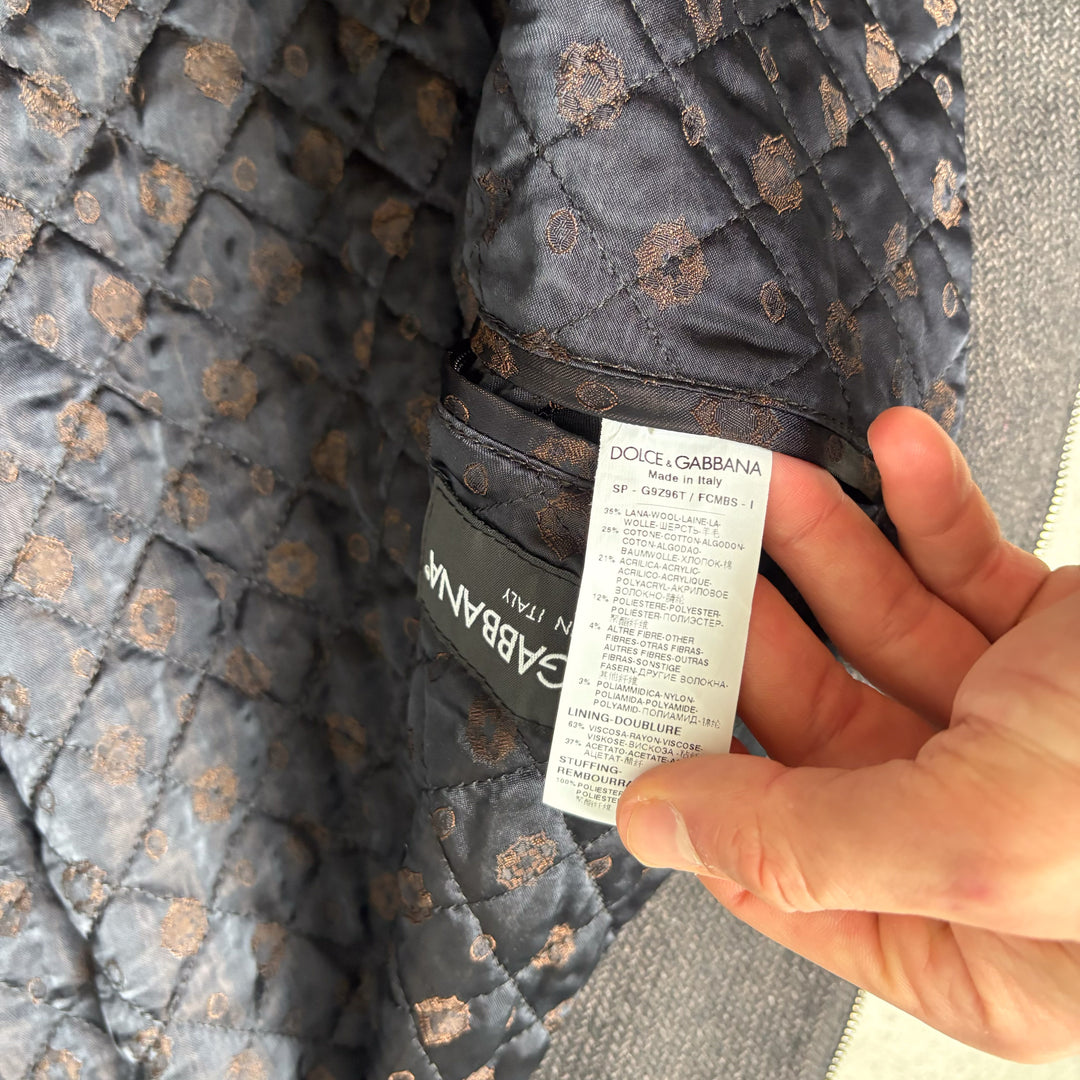 Dolce & Gabbana Collarless Bomber Jacket Brown Men's M