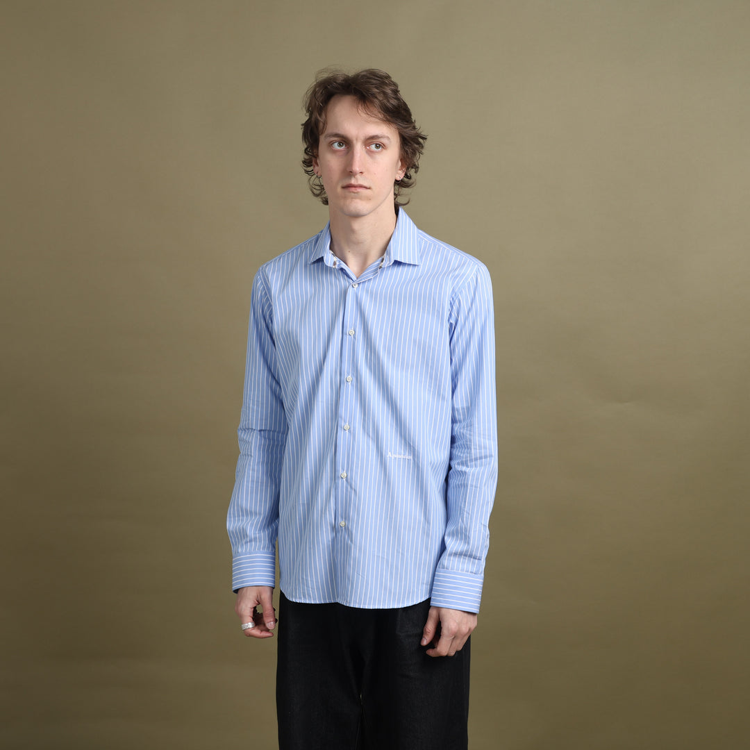 Aquascutum Dress Shirt Light Blue & White Men's L
