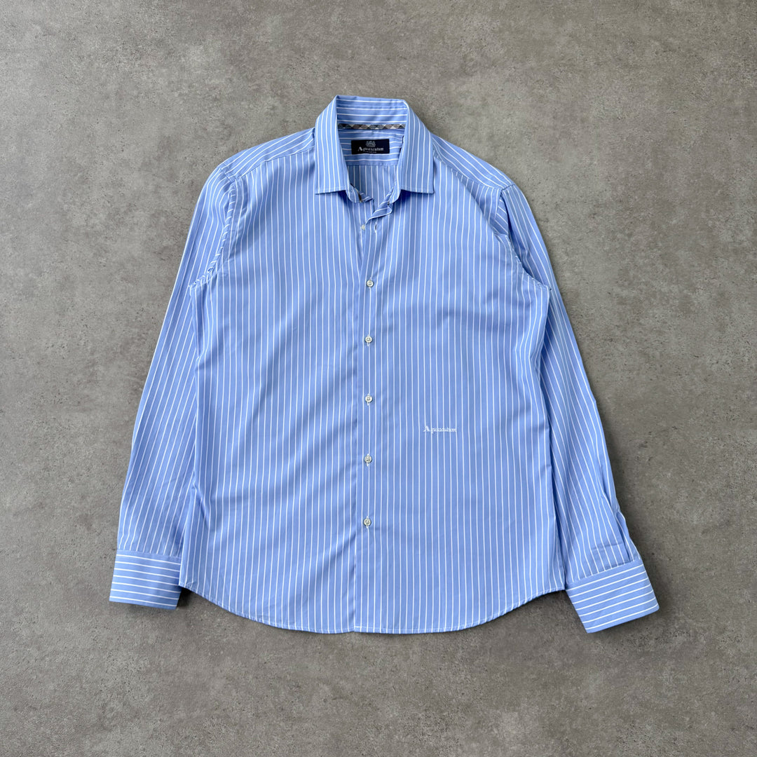 Aquascutum Dress Shirt Light Blue & White Men's L