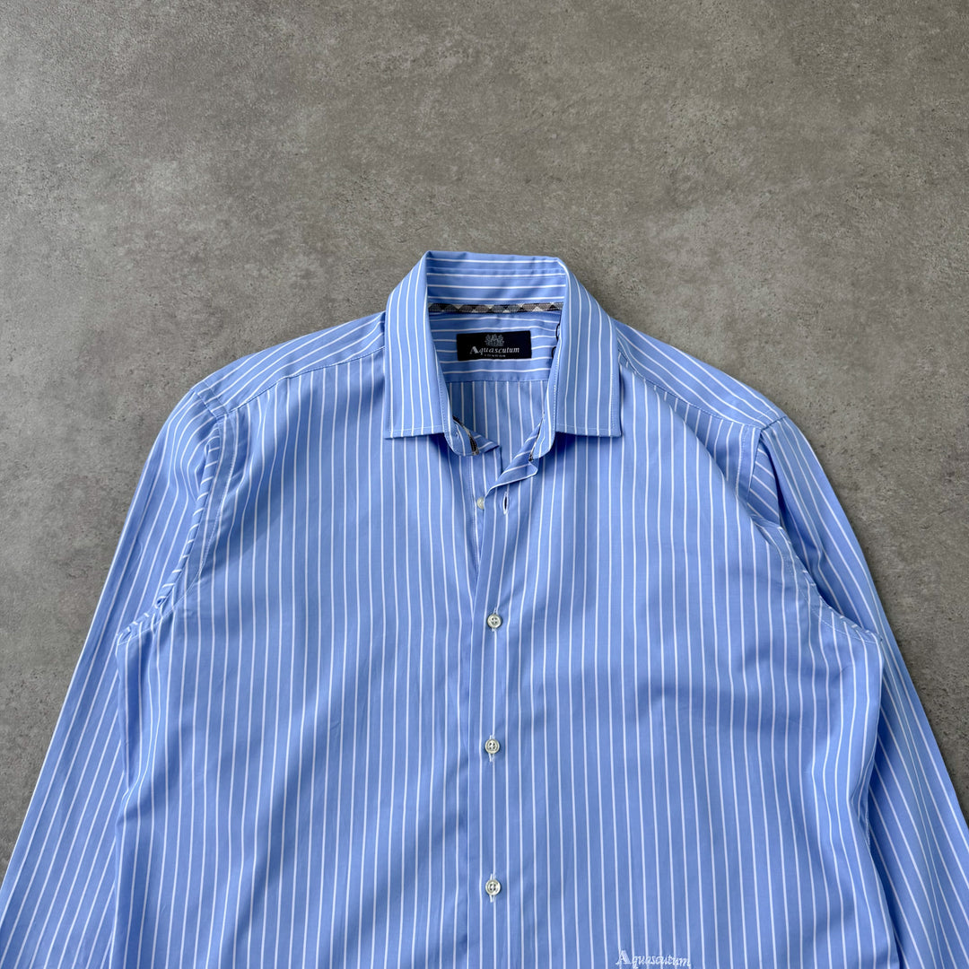 Aquascutum Dress Shirt Light Blue & White Men's L