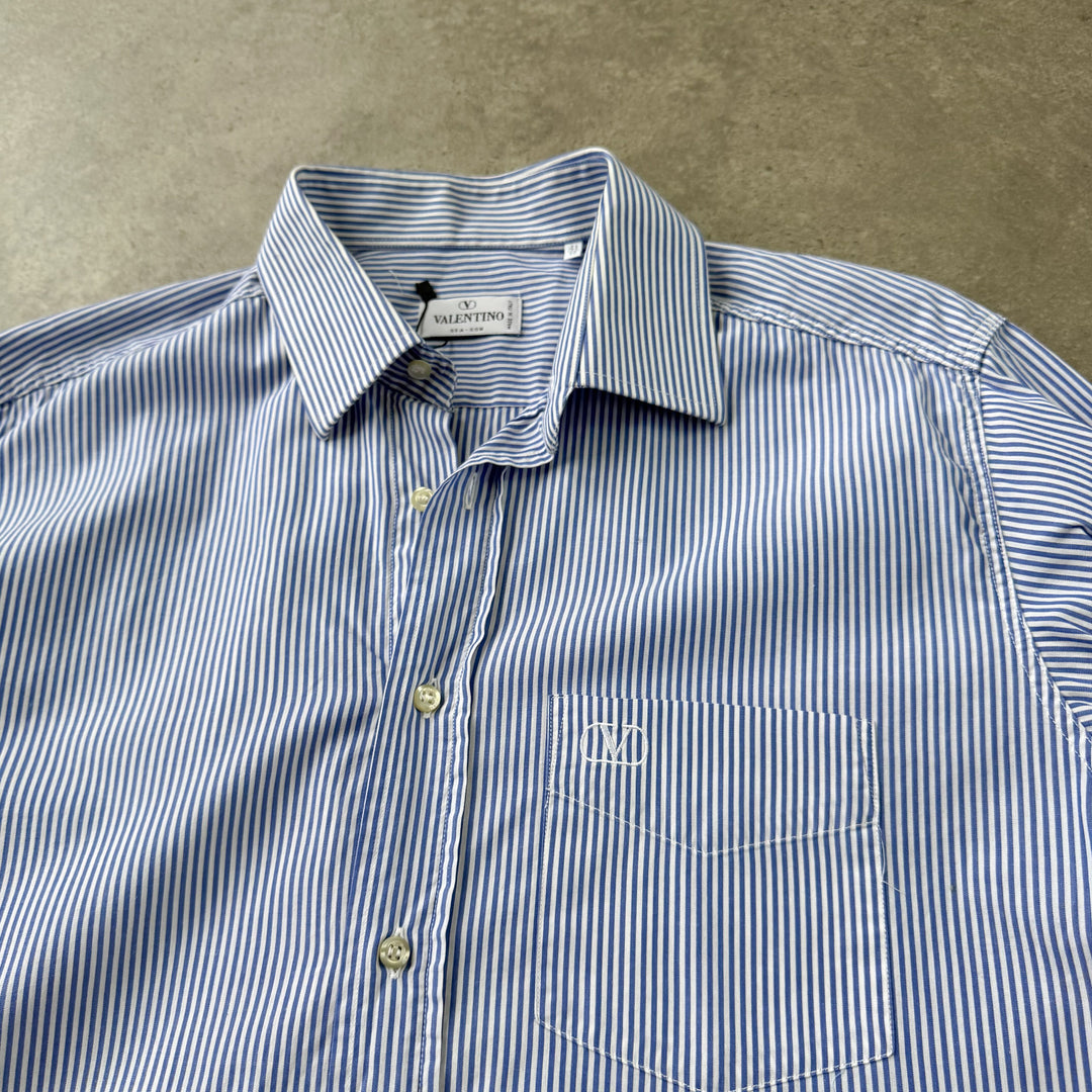 Valentino Dress Shirt Blue & White Men's M