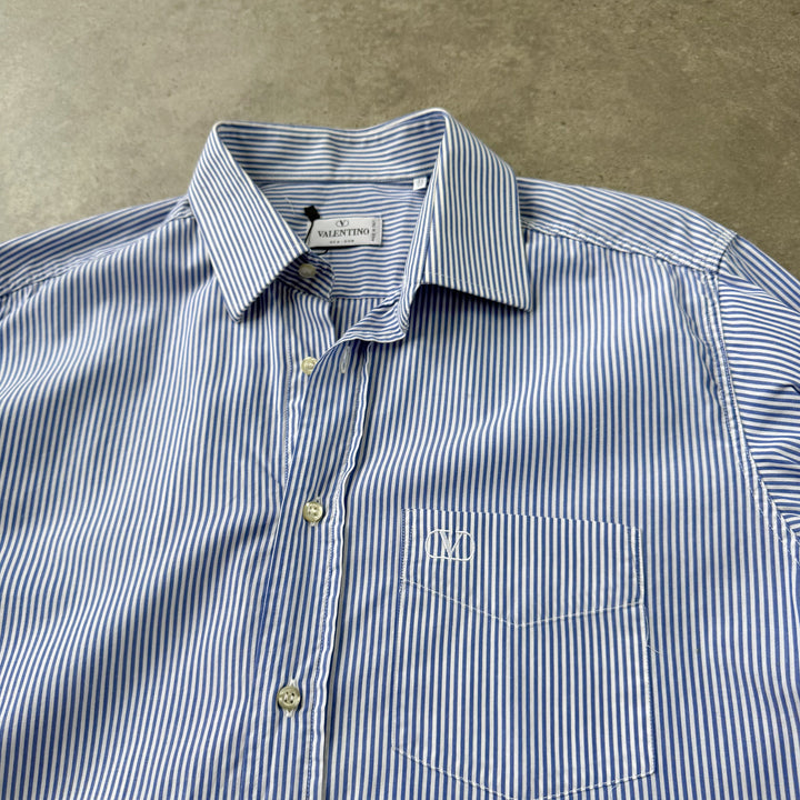 Valentino Dress Shirt Blue & White Men's M
