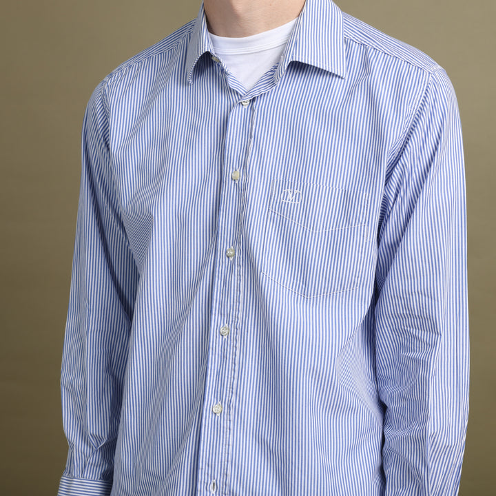 Valentino Dress Shirt Blue & White Men's M