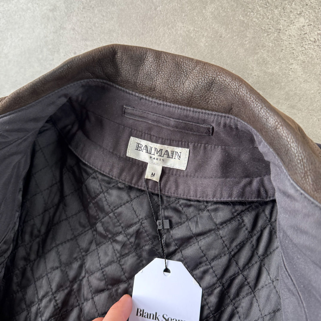 Balmain Overcoat Black & Brown Men's L