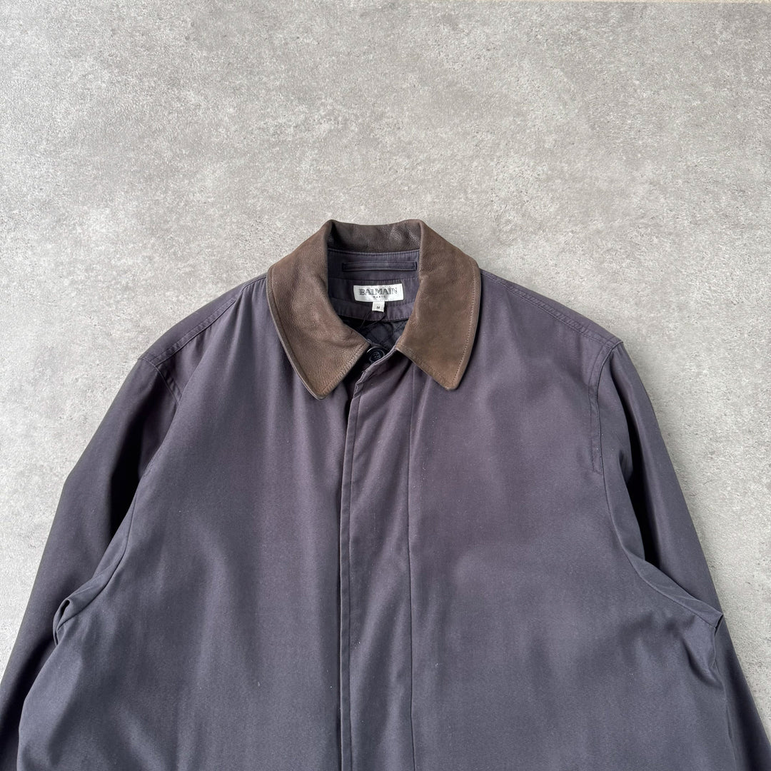 Balmain Overcoat Black & Brown Men's L