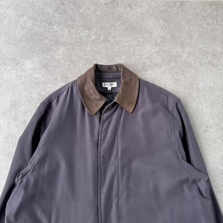 Balmain Overcoat Black & Brown Men's L