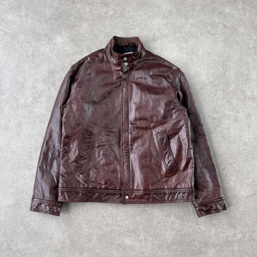 Paul Smith Leather Bomber Jacket Oxblood red Men's L