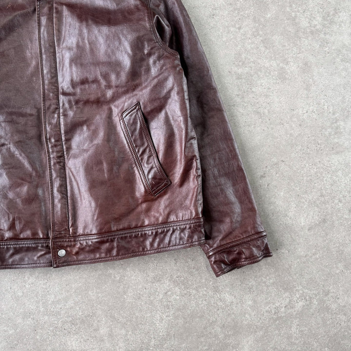 Paul Smith Leather Bomber Jacket Oxblood red Men's L