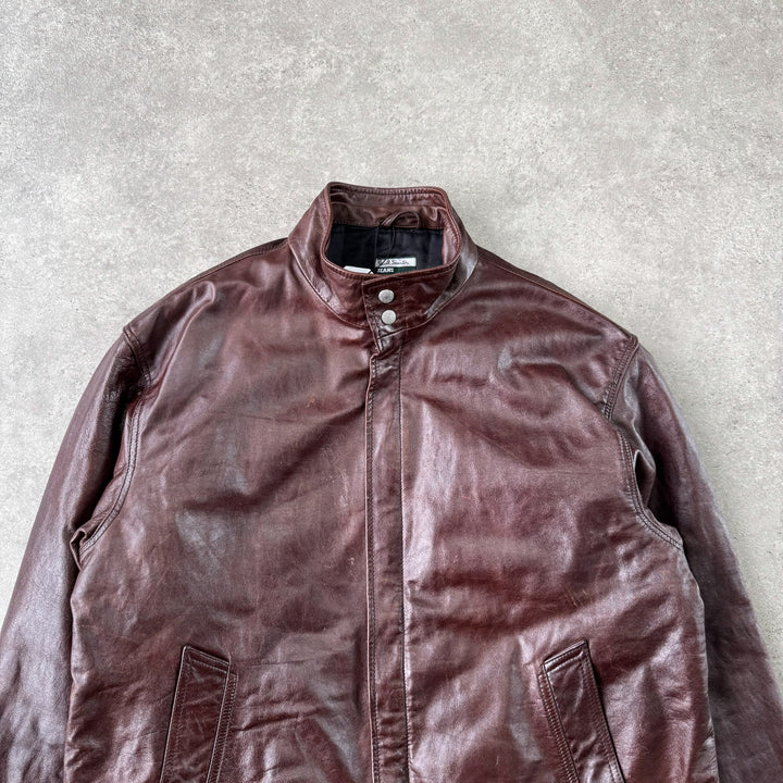 Paul Smith Leather Bomber Jacket Oxblood red Men's L