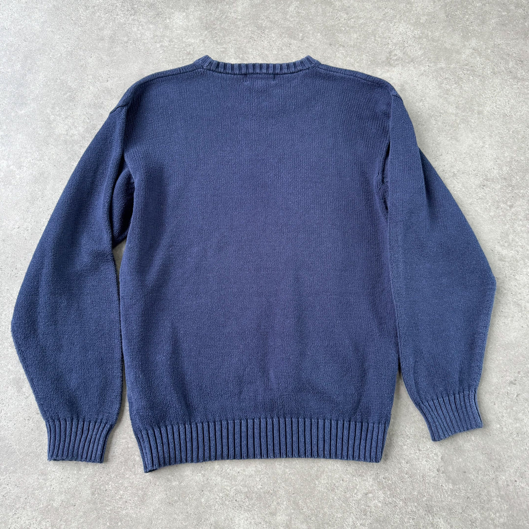 Thomas Burberry Crew Neck Jumper Navy Blue Men's S