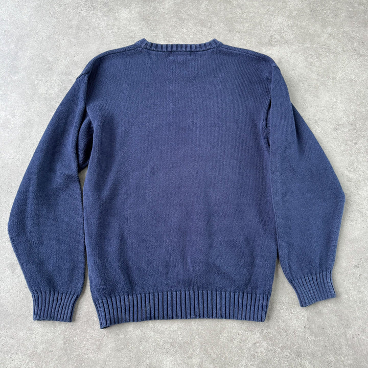 Thomas Burberry Crew Neck Jumper Navy Blue Men's S