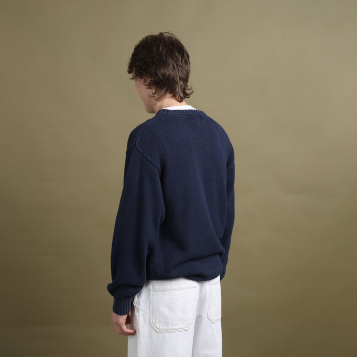 Thomas Burberry Crew Neck Jumper Navy Blue Men's S