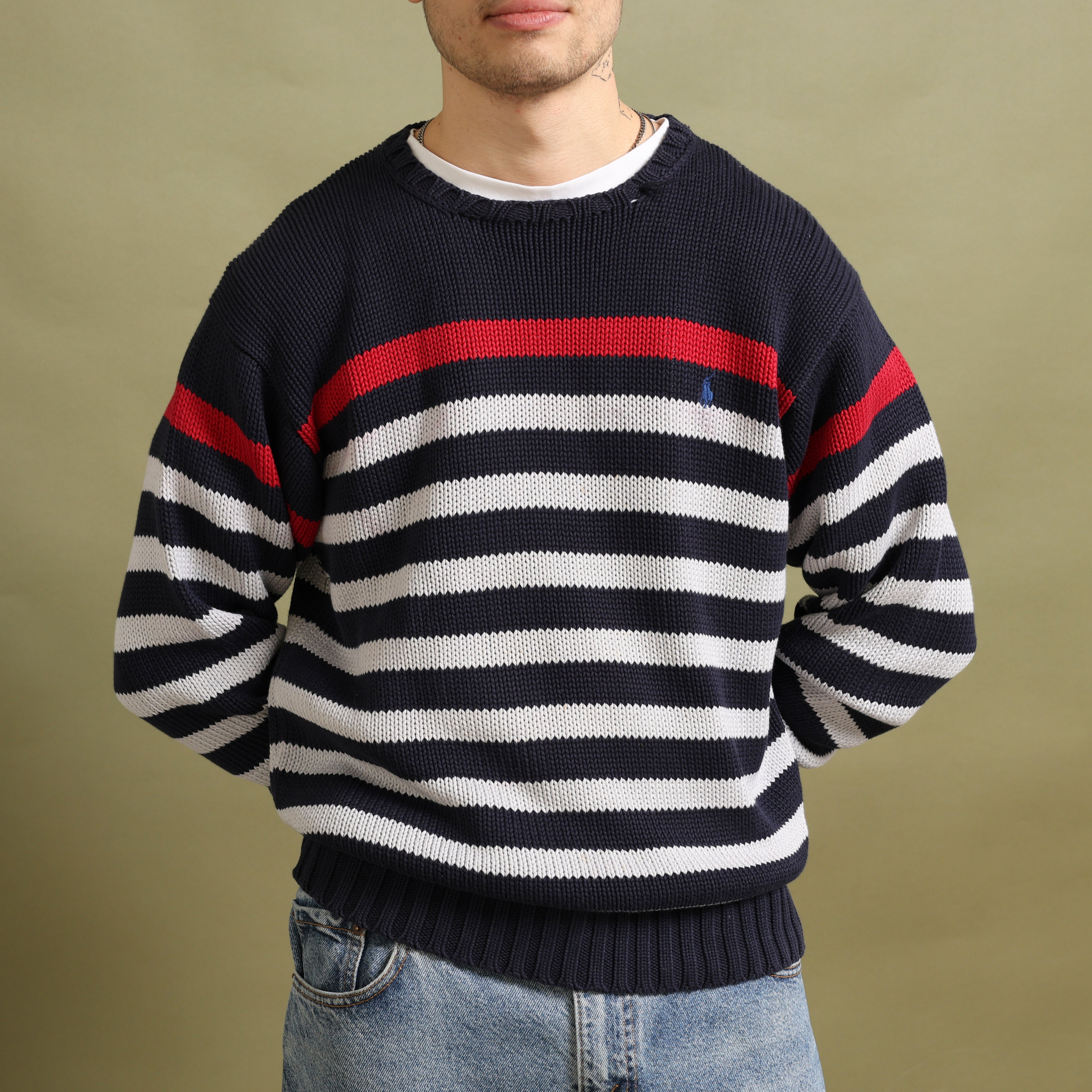 Vintage Polo Ralph Lauren Jumper S Navy Blue Cotton