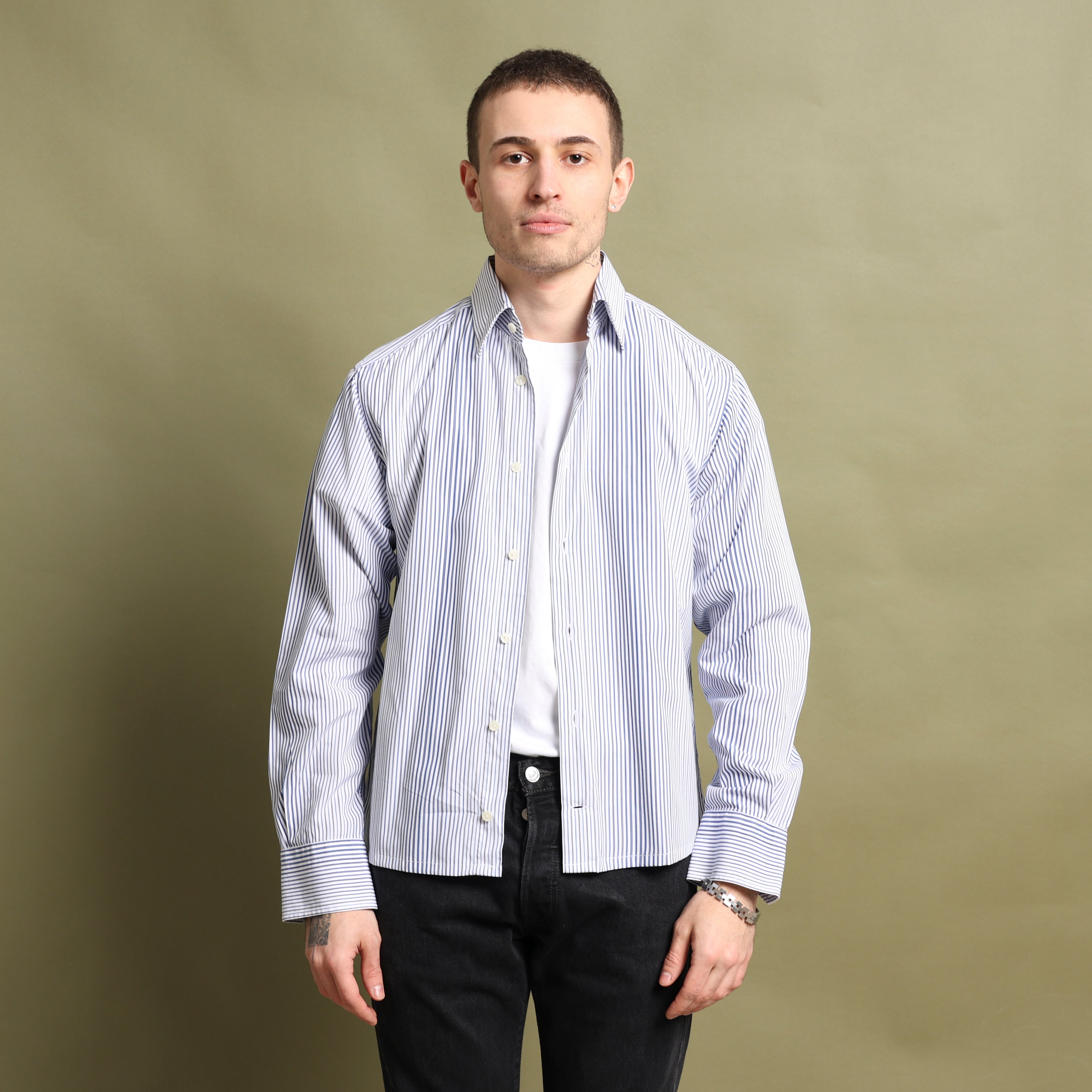 Vintage Versace Dress Shirt M White Cotton