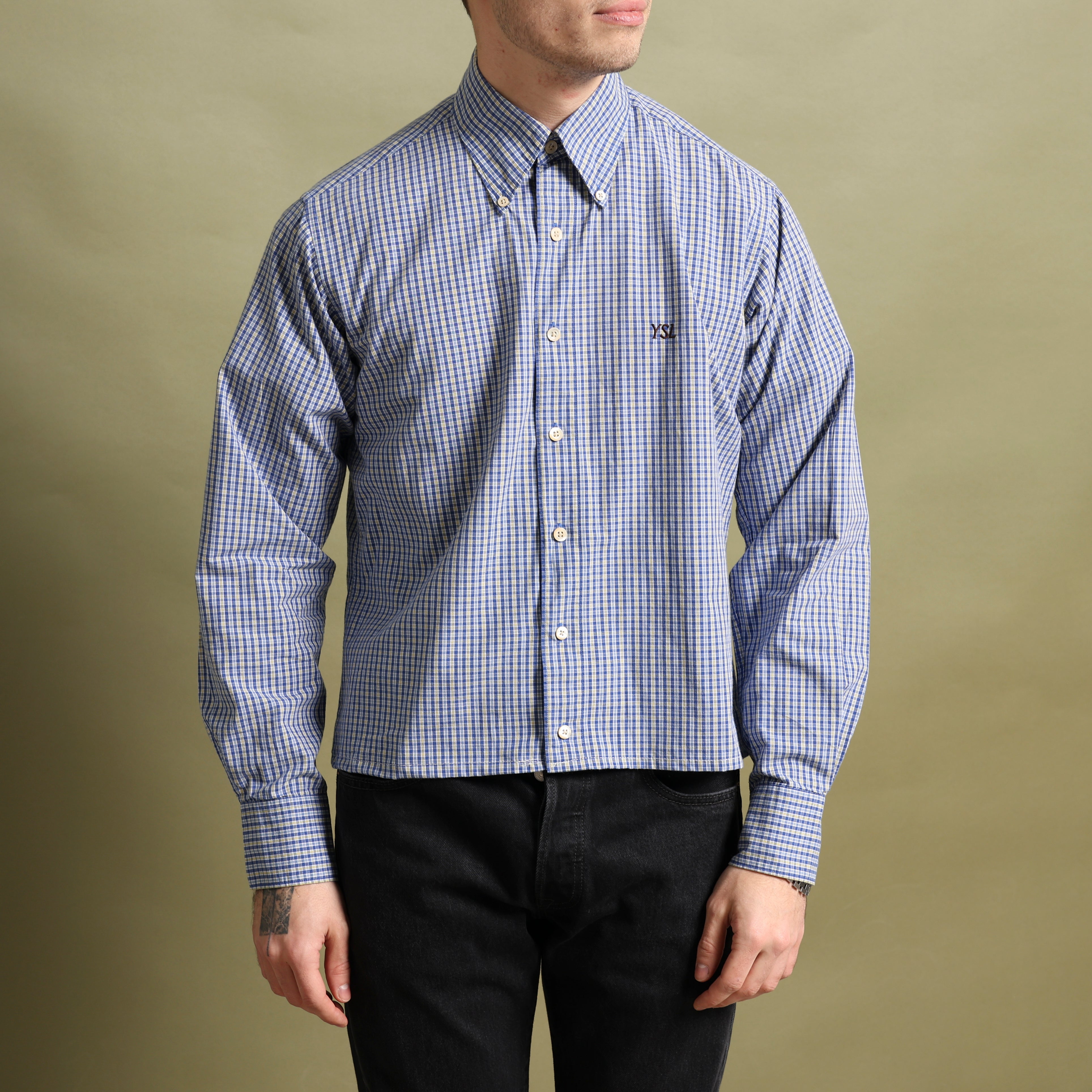 Vintage Yves Saint Laurent (YSL) Oxford Shirt M Blue Cotton