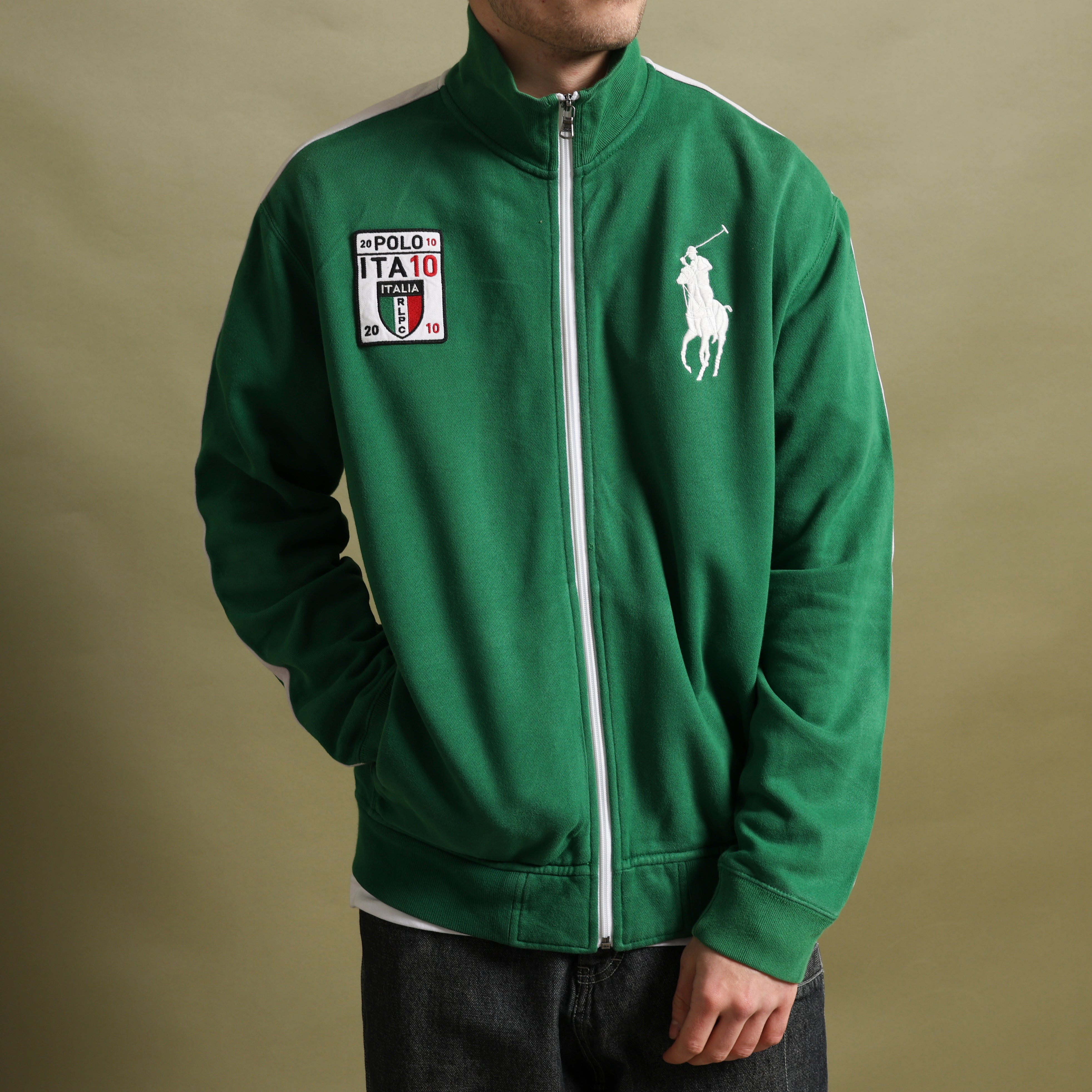 Vintage Polo Ralph Lauren Track Jacket L Green Cotton