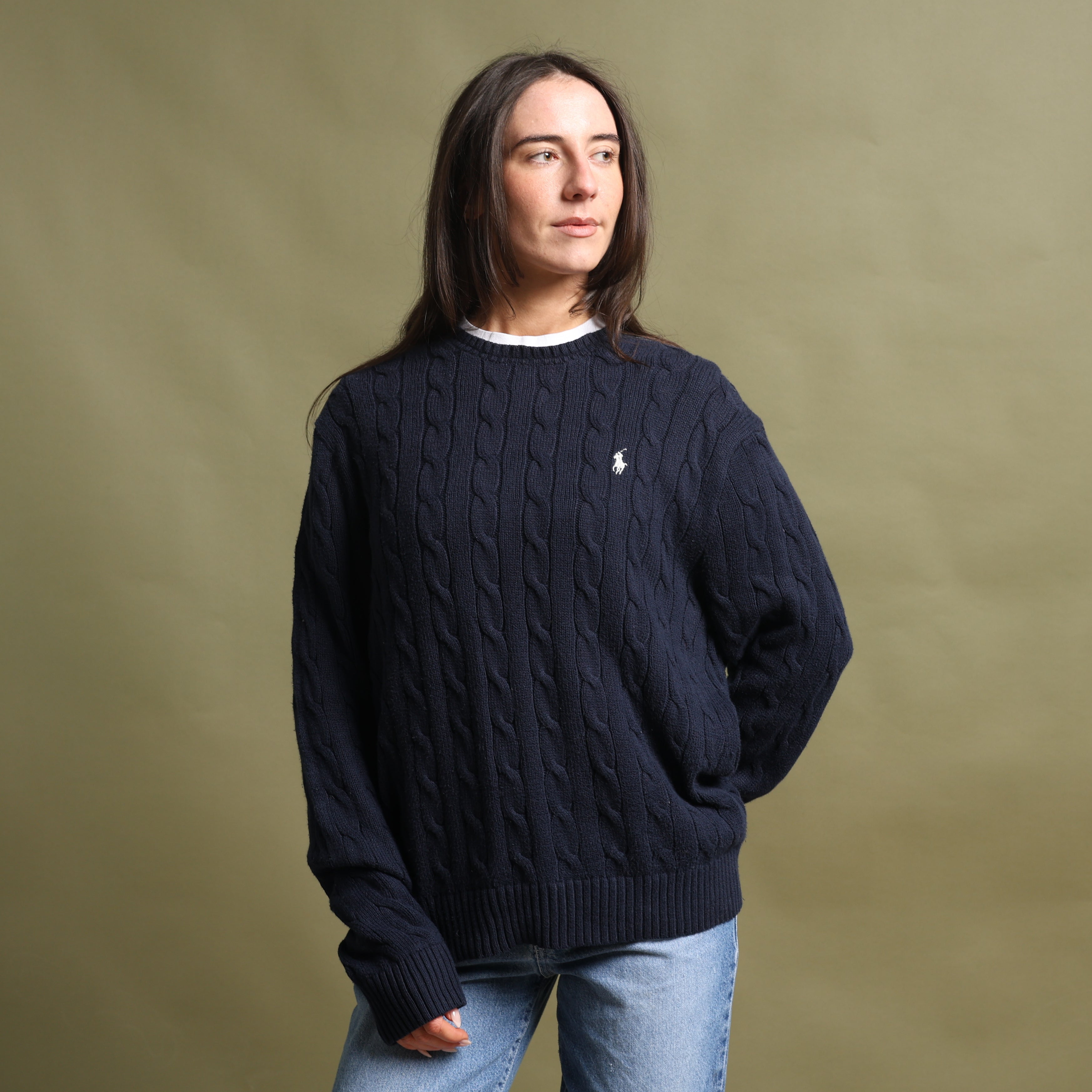 Vintage Polo Ralph Lauren Jumper L Navy Blue Cotton