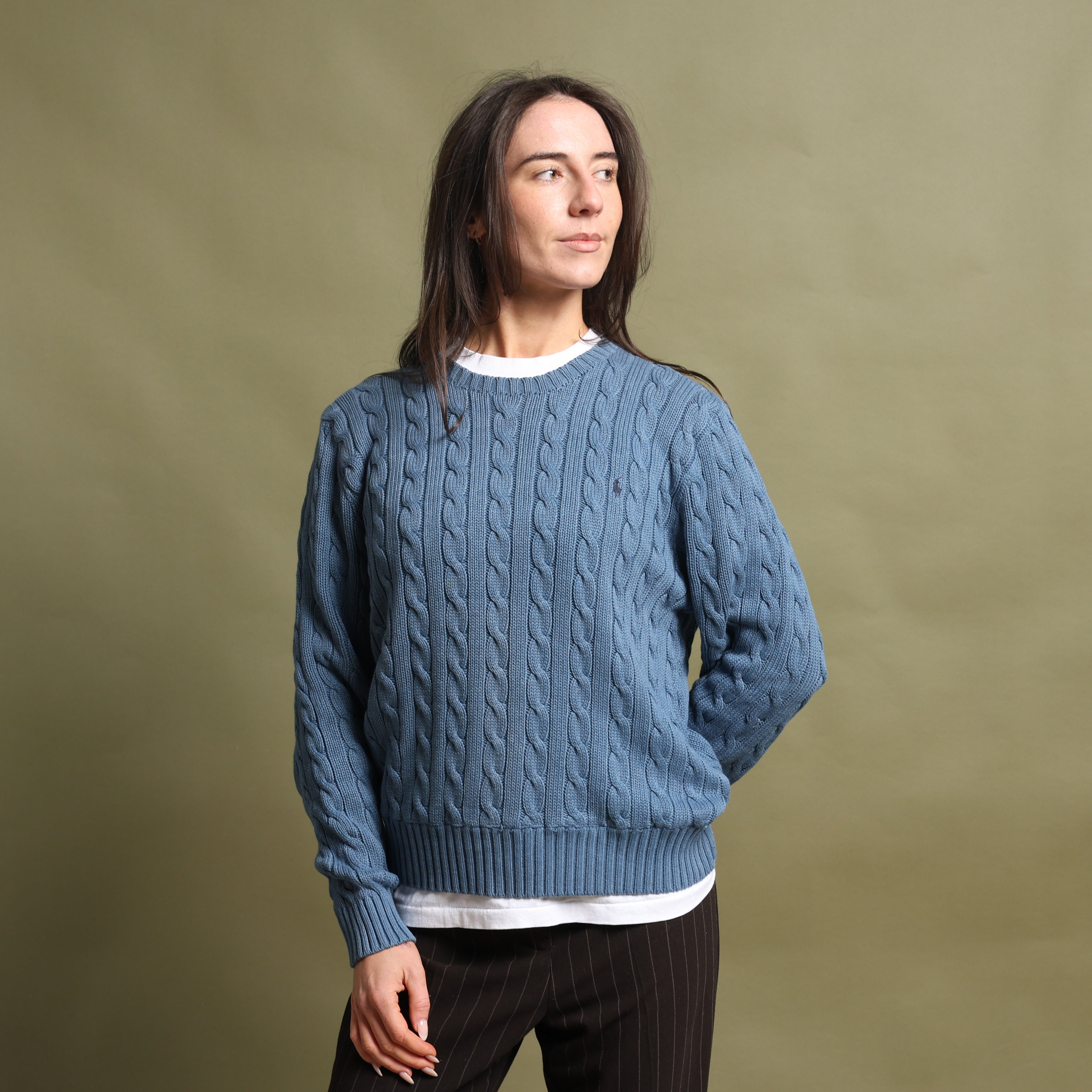 Vintage Polo Ralph Lauren Jumper L Teal Blue Cotton