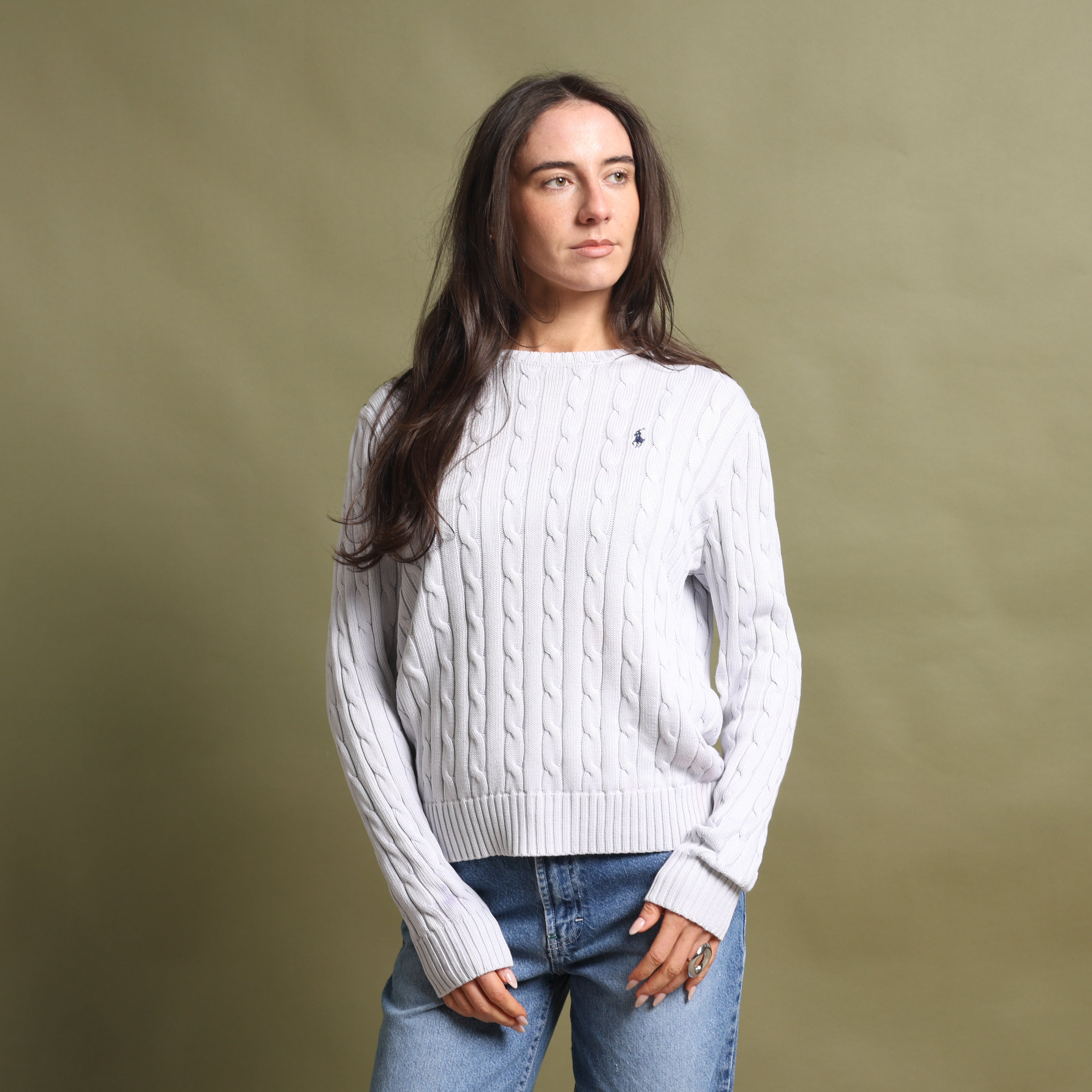 Vintage Polo Ralph Lauren Jumper L White Cotton