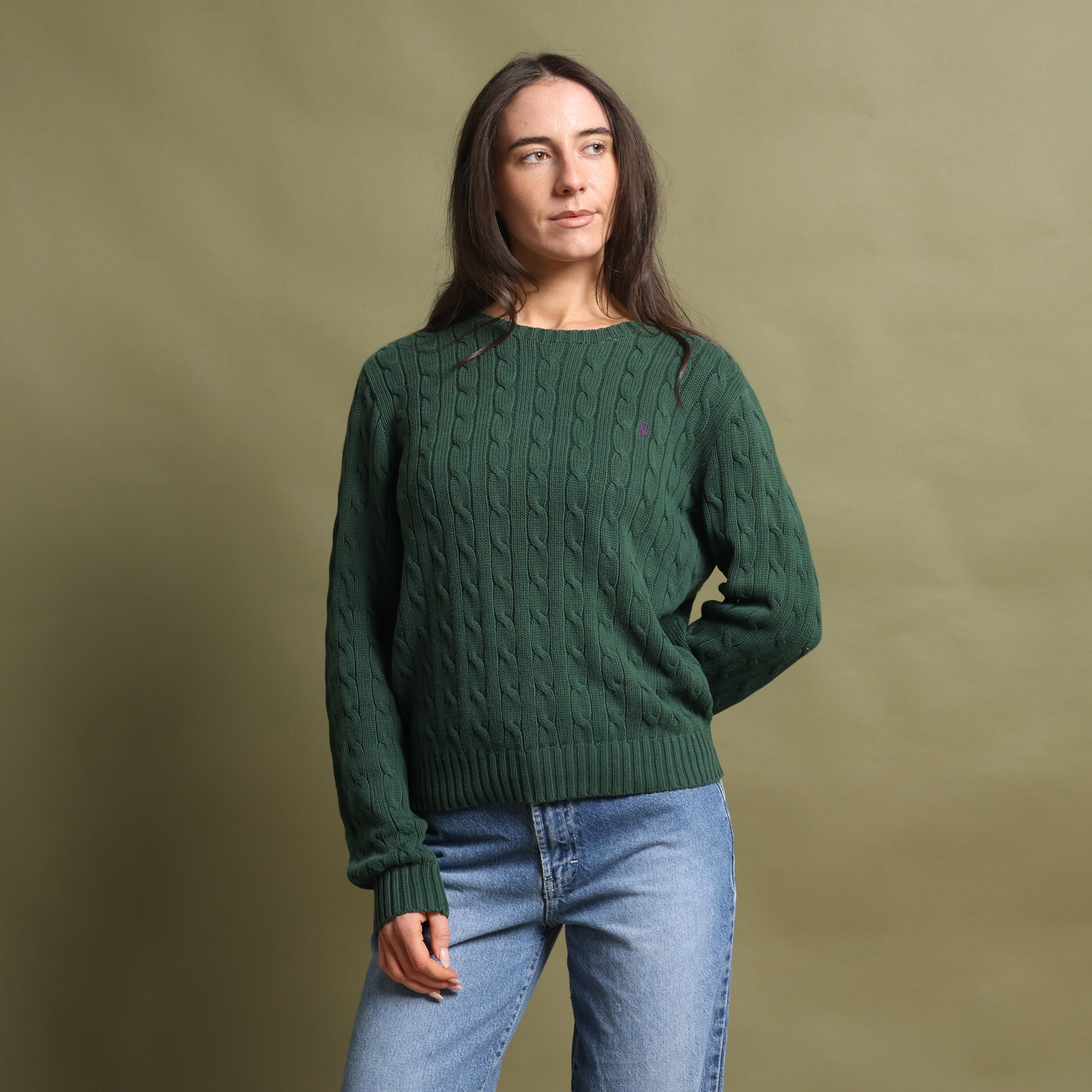 Vintage Polo Ralph Lauren Jumper L Forest green Cotton