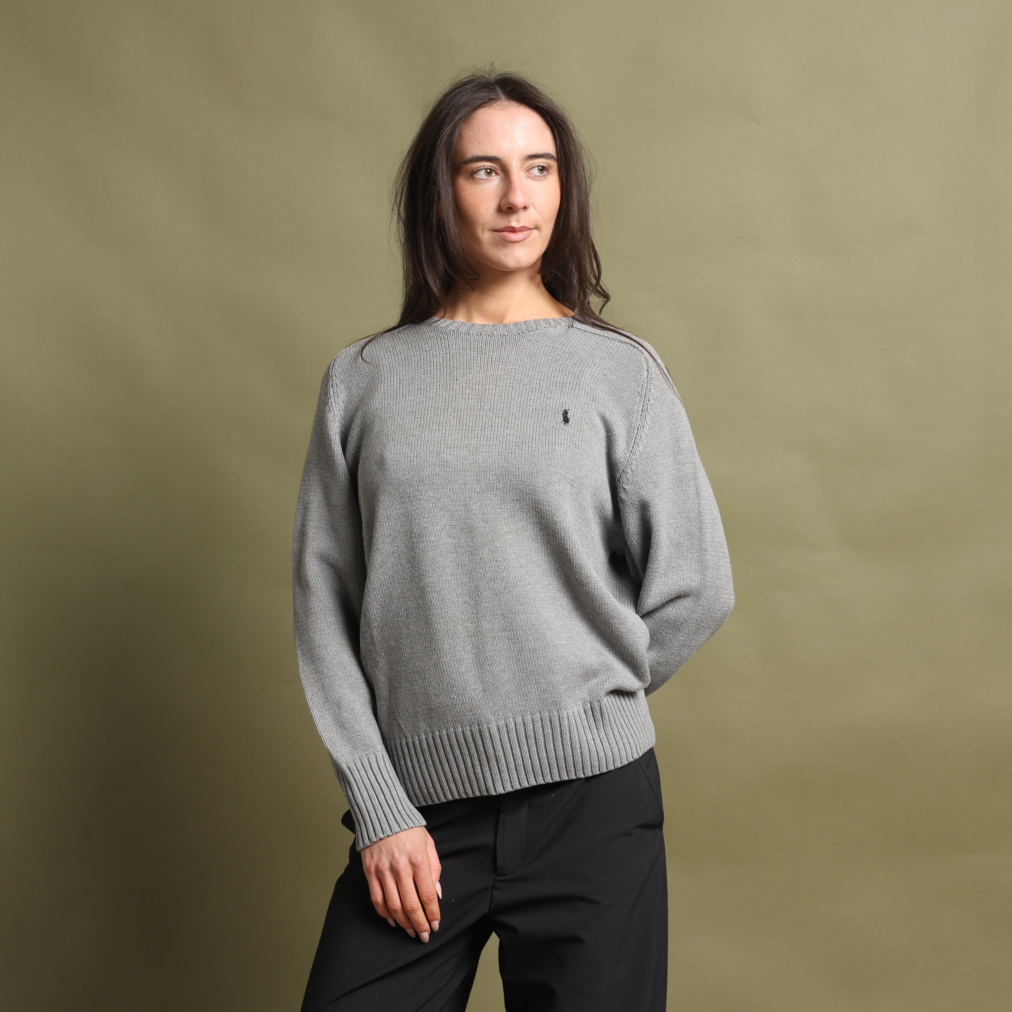 Vintage Polo Ralph Lauren Jumper L Grey Cotton
