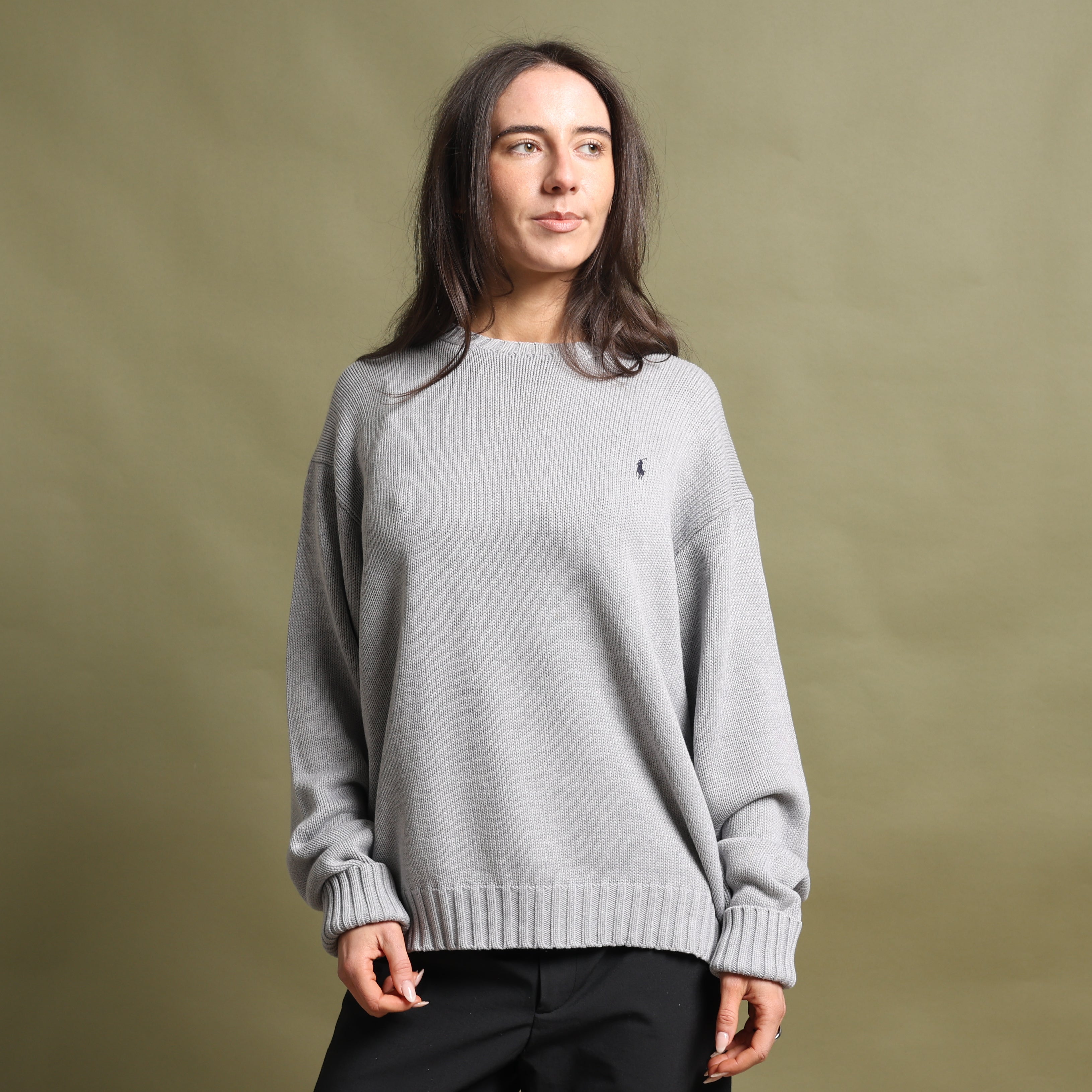 Vintage Polo Ralph Lauren Jumper L Grey Cotton