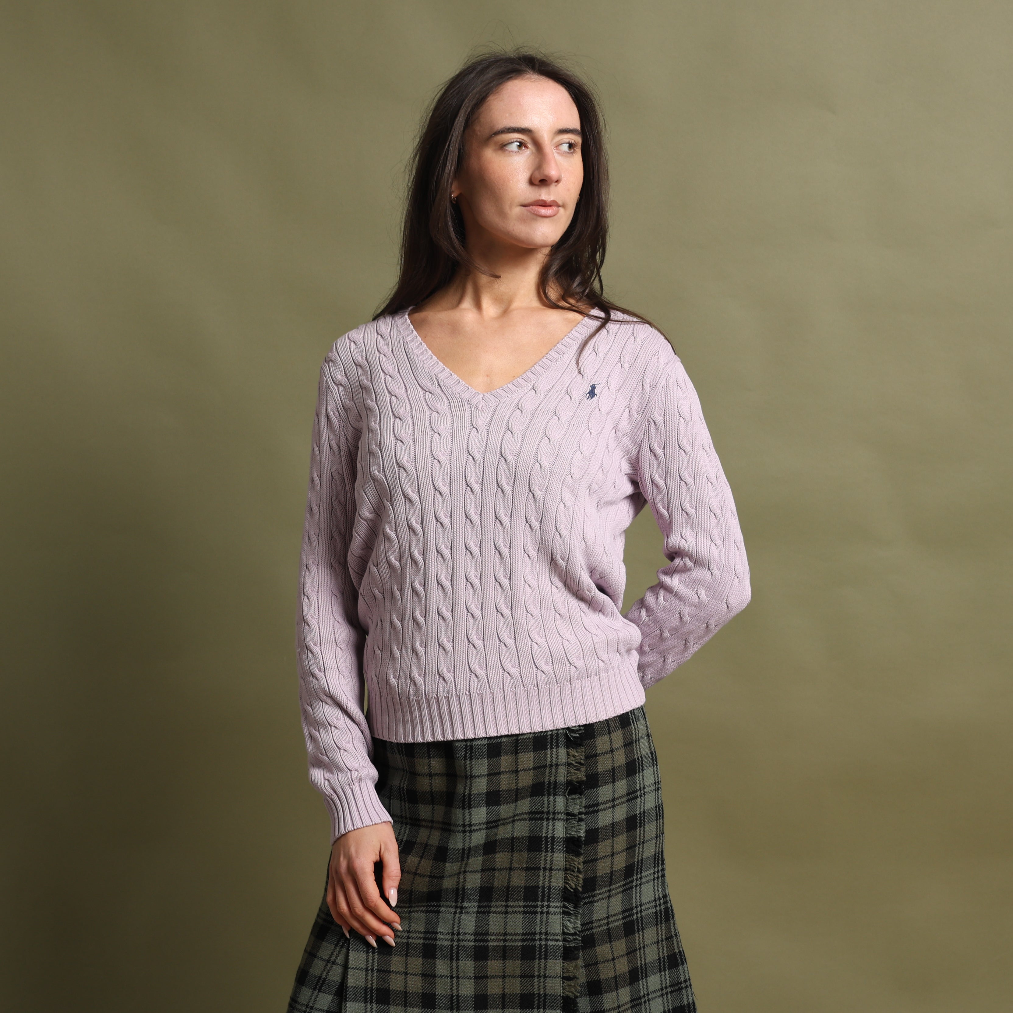 Vintage Polo Ralph Lauren V-Neck Jumper  L Pink Cotton
