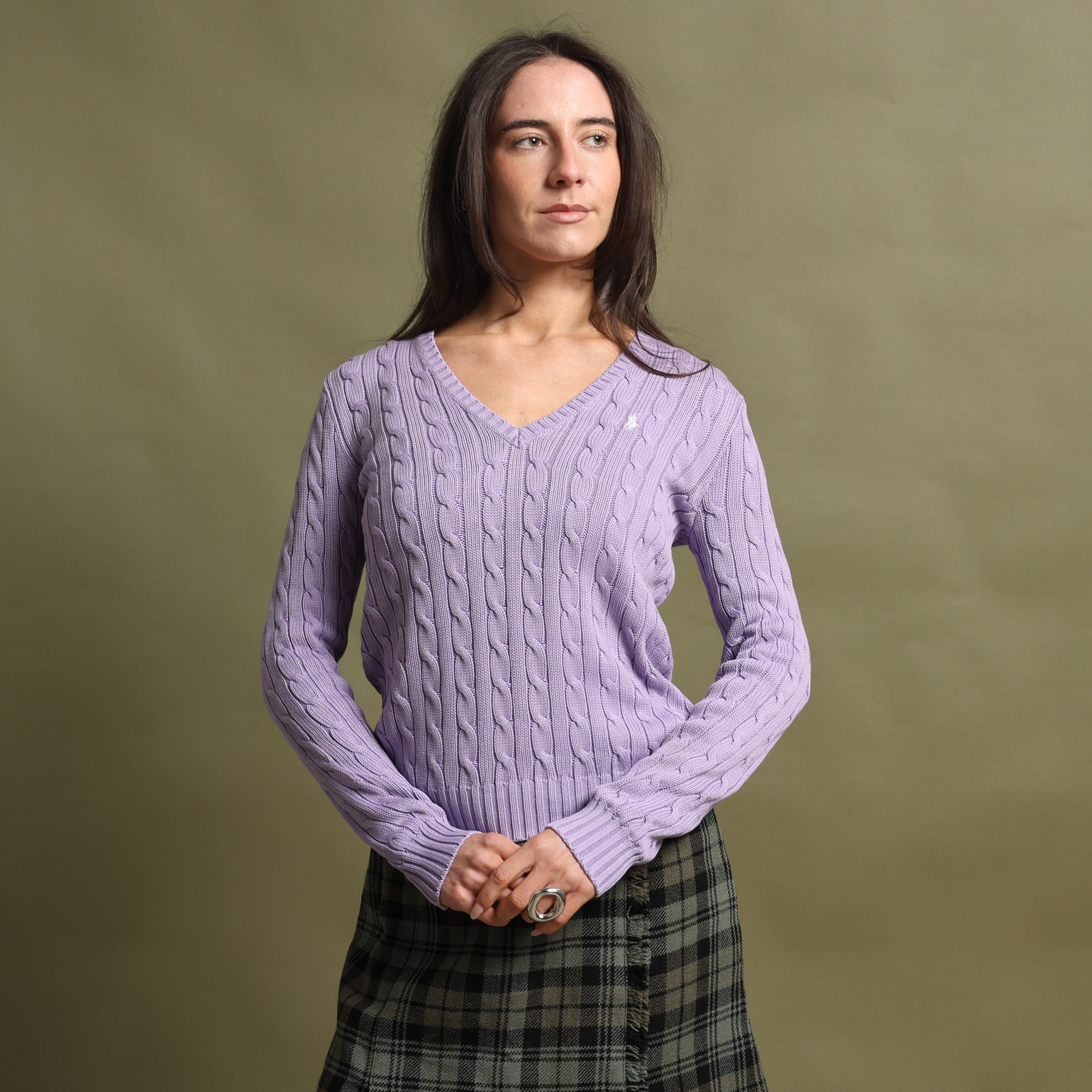 Vintage Polo Ralph Lauren V-Neck Jumper  M Purple Cotton