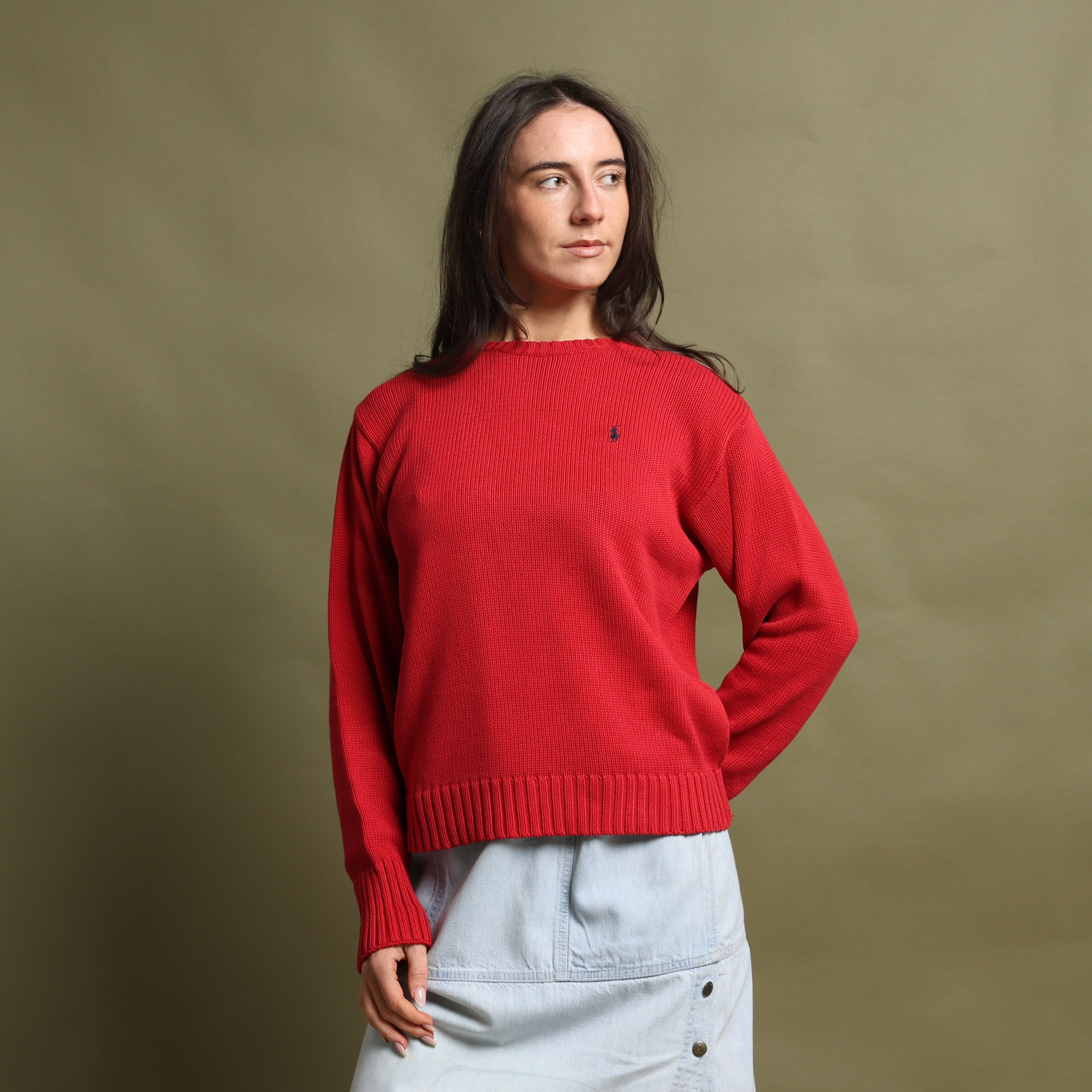 Vintage Polo Ralph Lauren Jumper L Coral Red Cotton