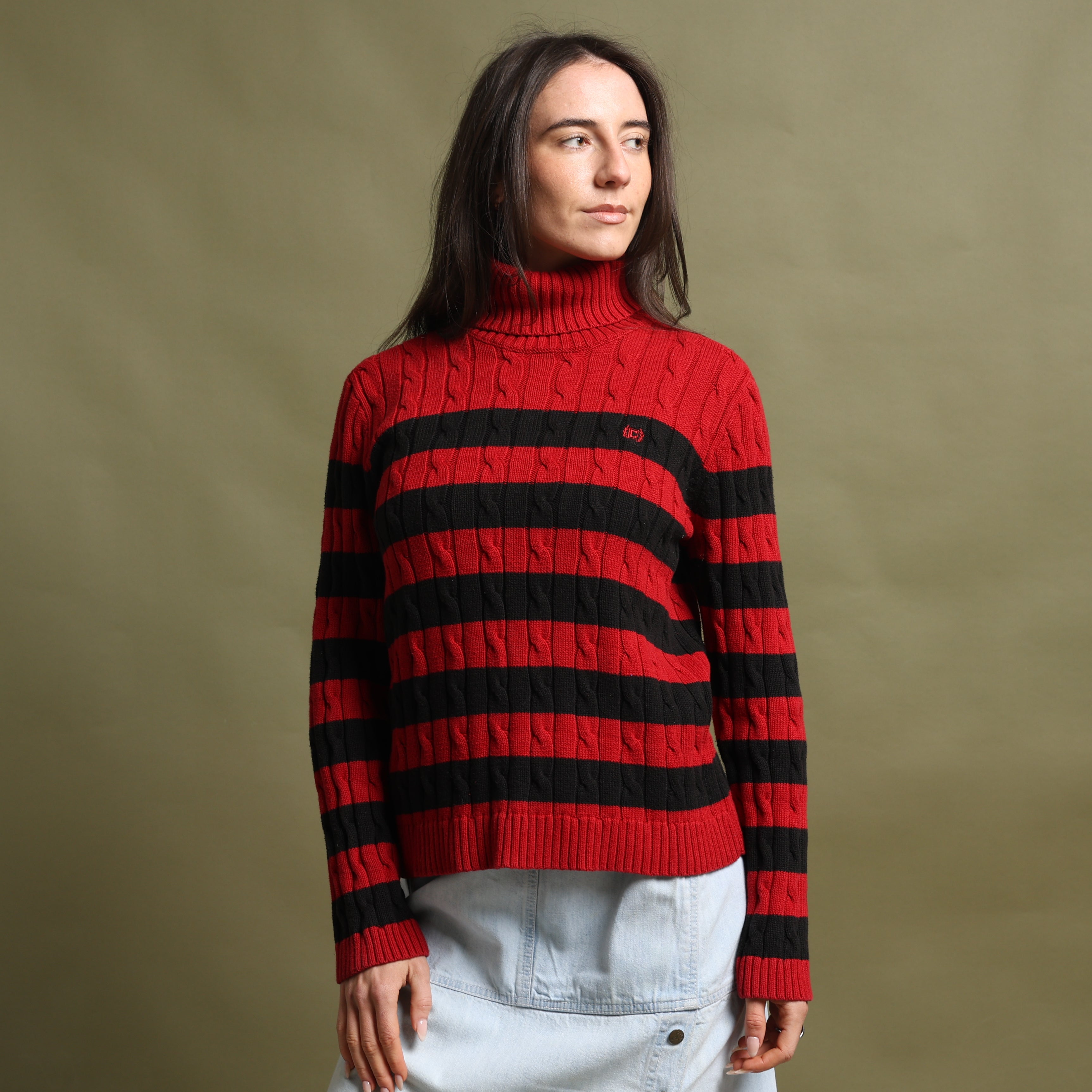 Vintage Chaps Turtleneck Jumper M Black Cotton