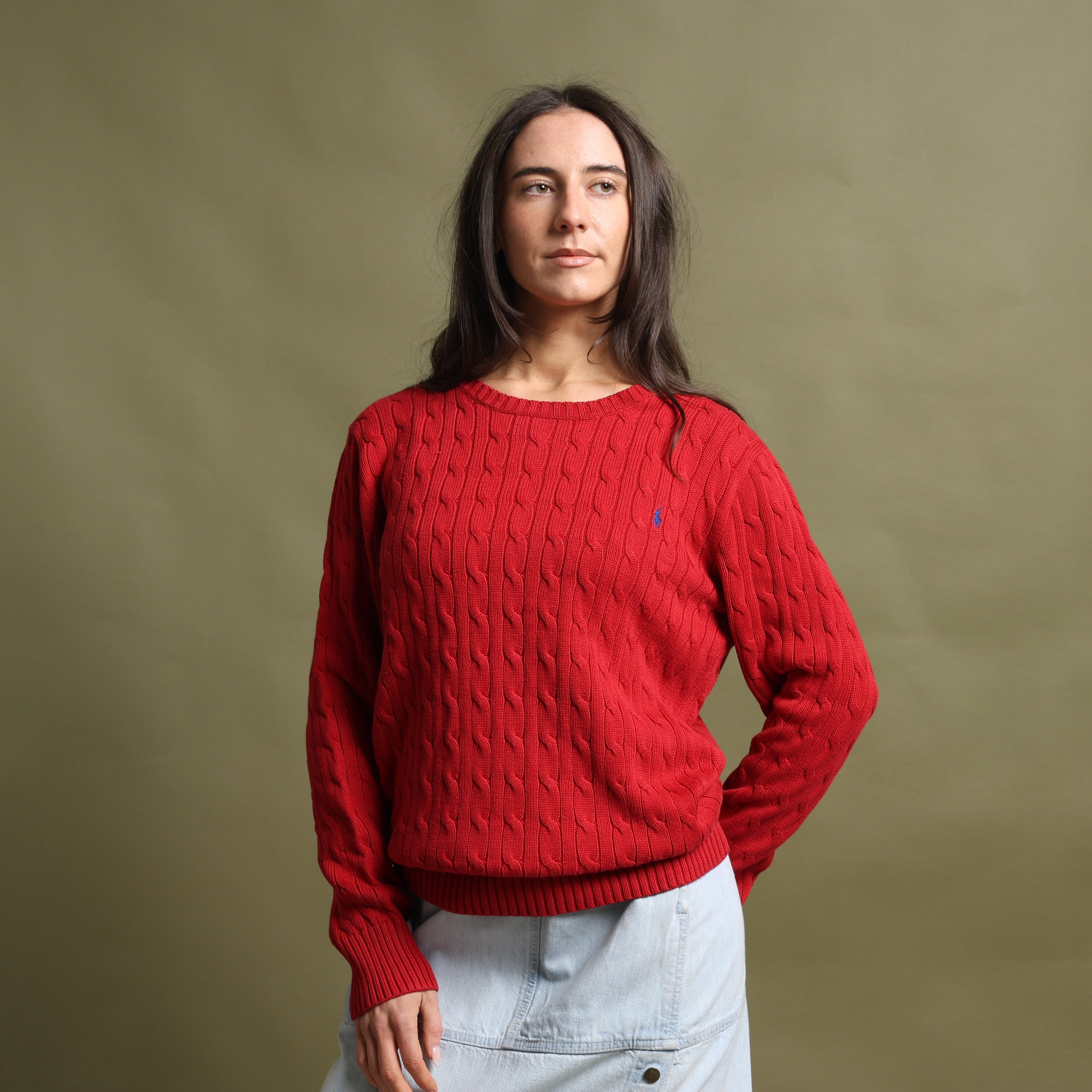 Vintage Polo Ralph Lauren Jumper L Red Cotton