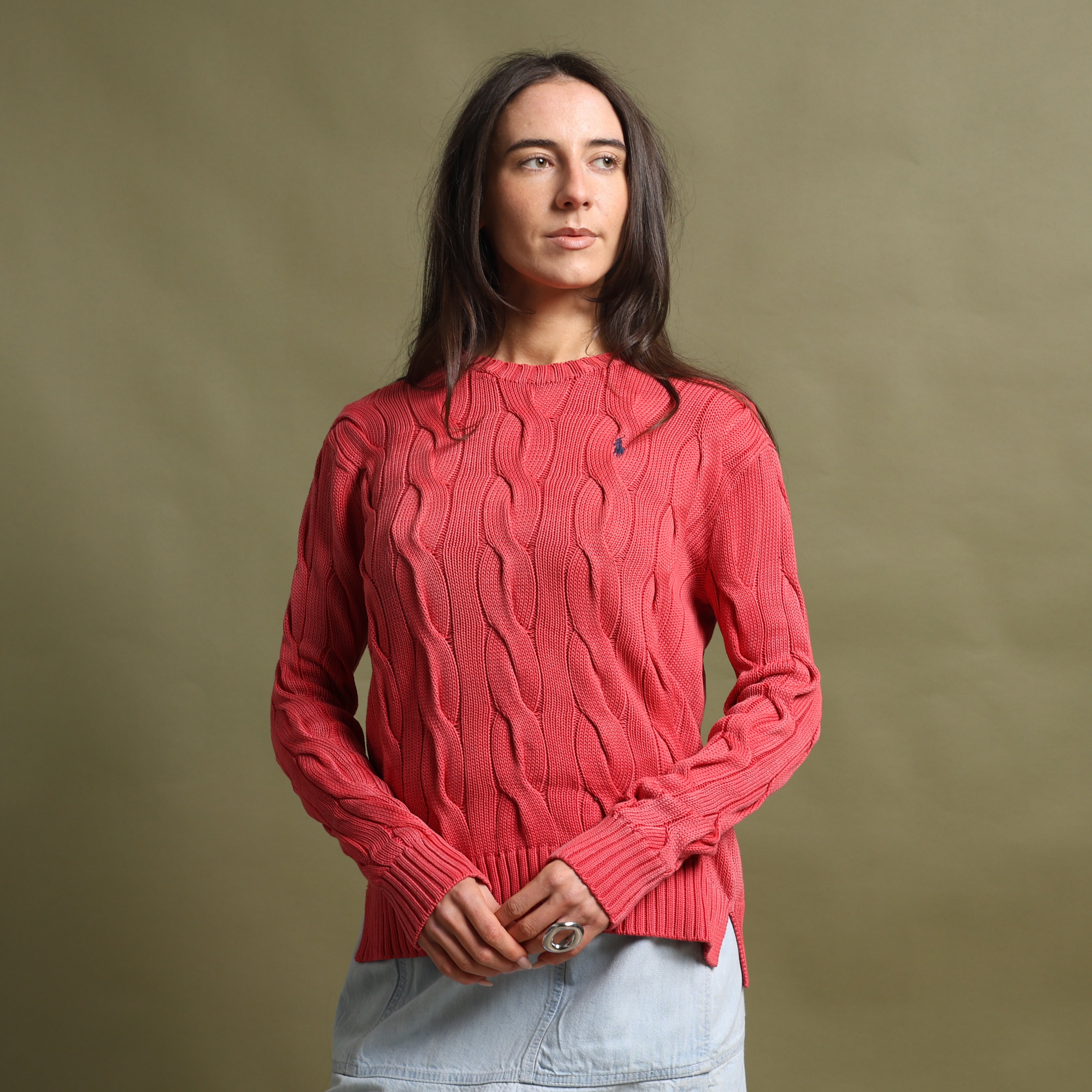Vintage Polo Ralph Lauren Jumper S Coral Red Cotton