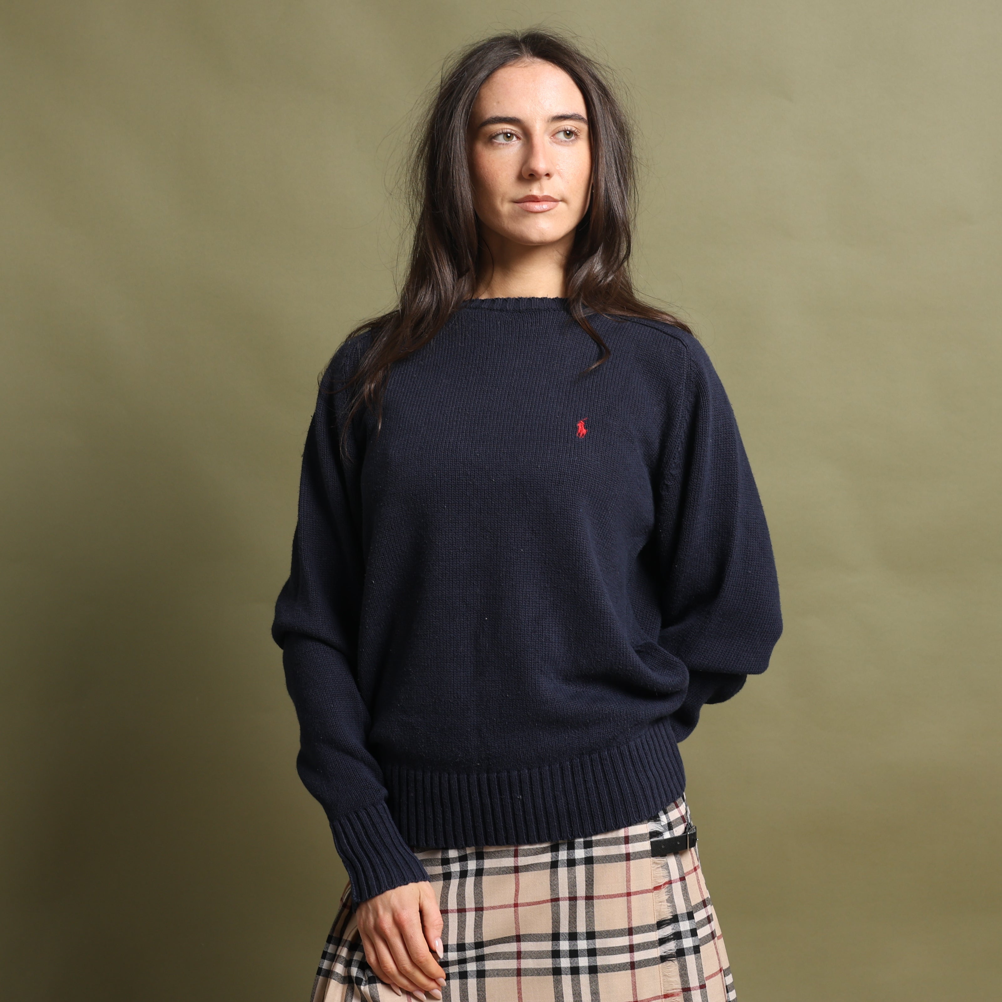 Vintage Polo Ralph Lauren Jumper L Navy Blue Cotton