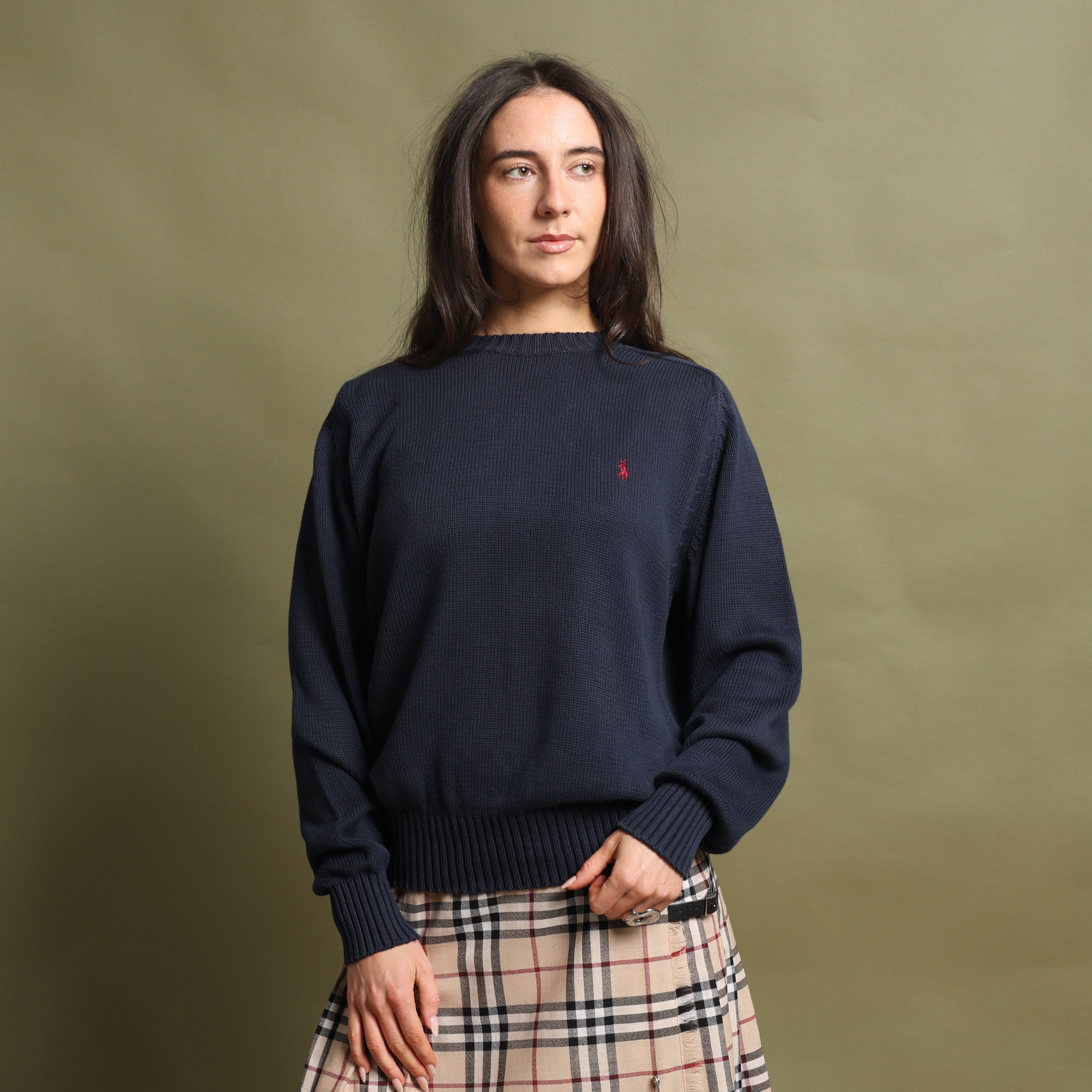Vintage Polo Ralph Lauren Jumper L Navy Blue Cotton