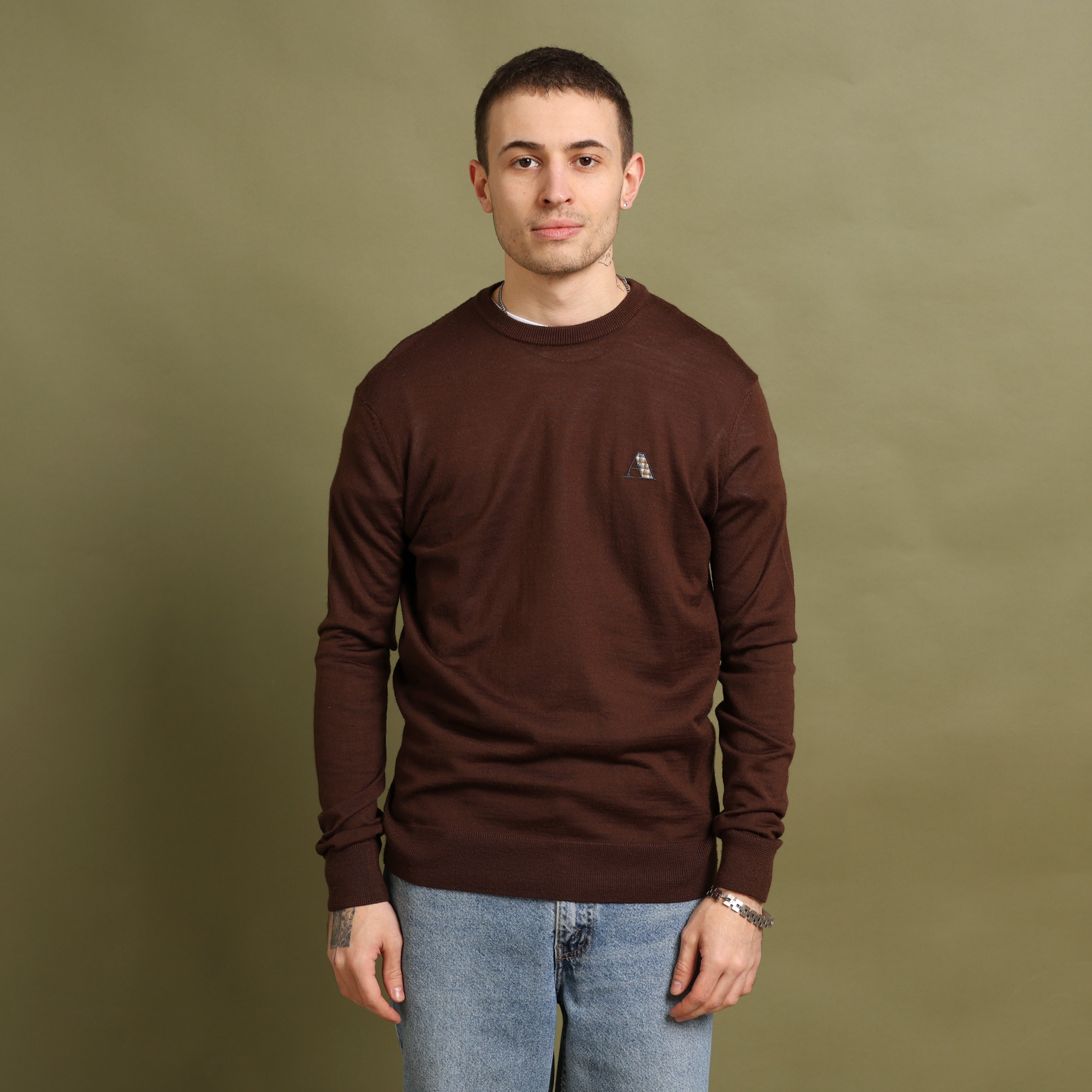 Vintage Aquascutum Jumper M Brown Cotton